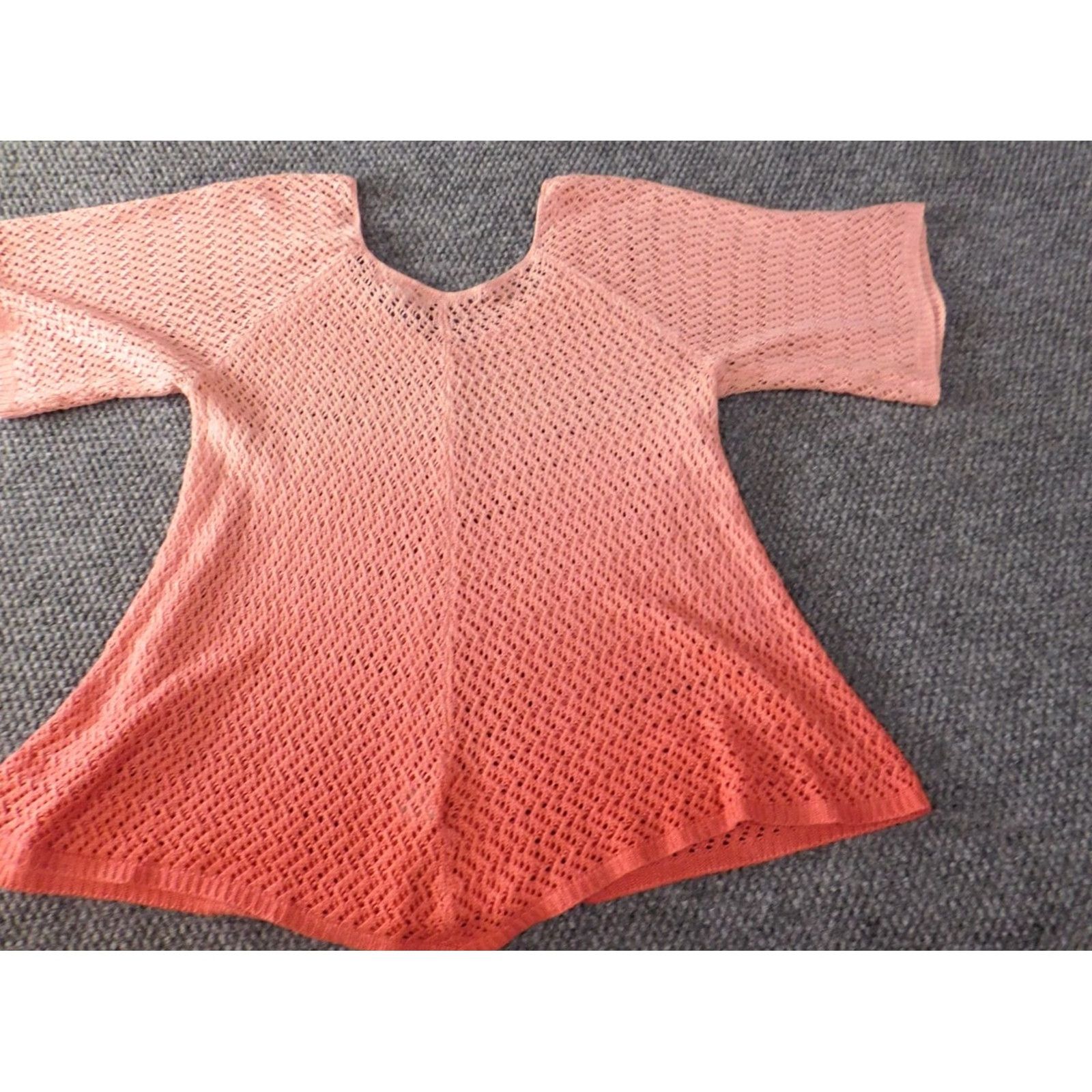 Vintage Dressbarn Womens Blouse Medium Pink Short Sleeve Crew Neck Pullover Knit Acrylic Ruffle Casual Size M / US 6-8 / IT 42-44 - 7 Thumbnail