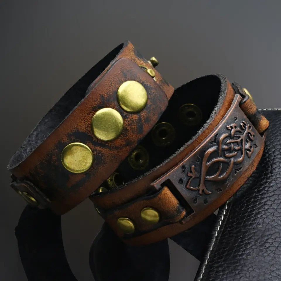 Leather × Vintage Wrap Pu Leather Bracelet Pulsera Hombre Size ONE SIZE - 4 Thumbnail