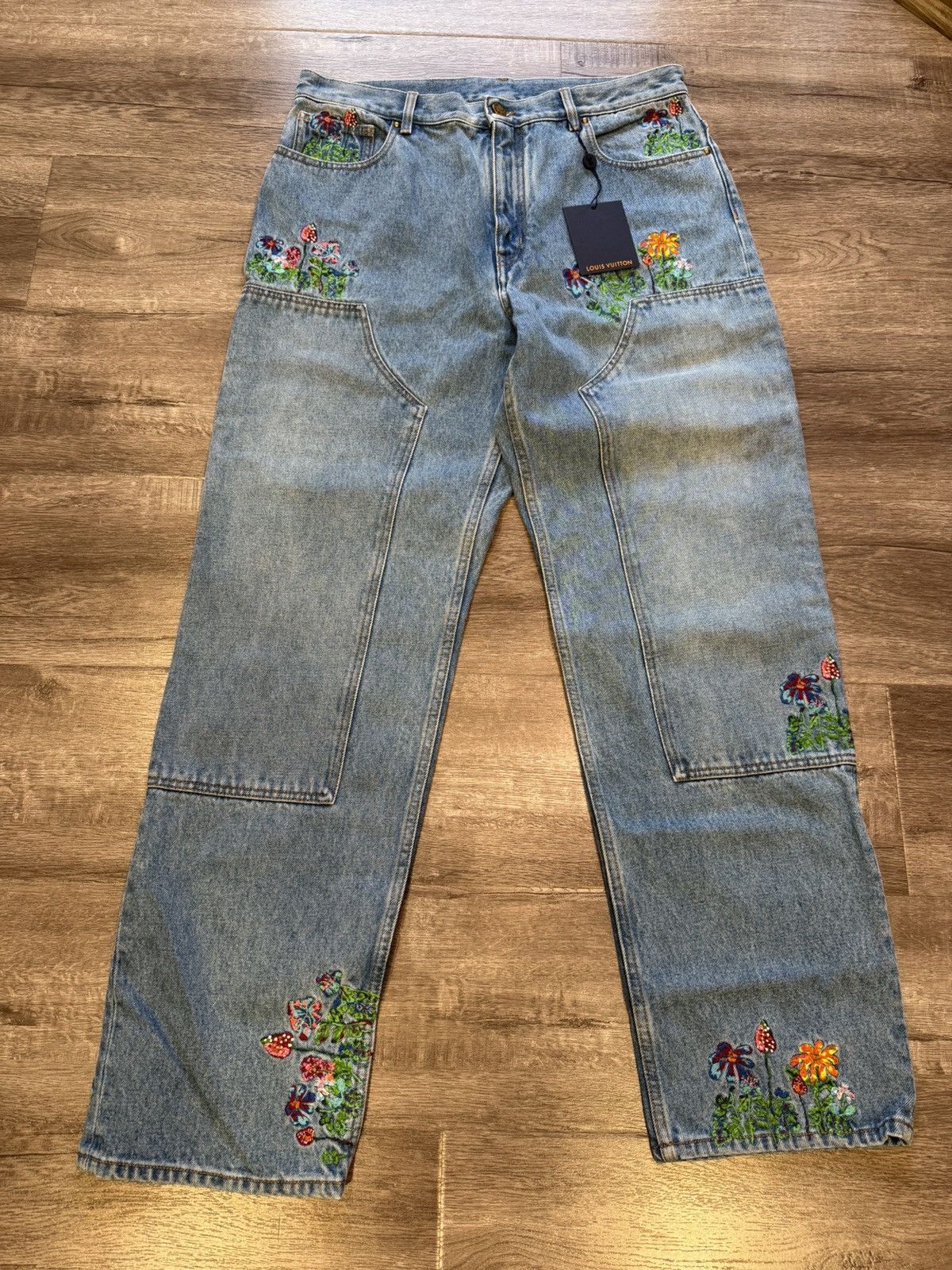 Louis Vuitton Louis Vuitton Floral Carpenter Denim Pants Size US 34 / EU 50 - 1 Thumbnail