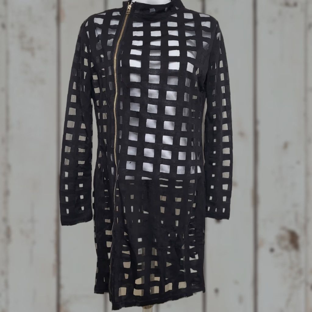 Vintage VINTAGE Unbranded Tunic Dress Womens Size Large Black Trapezoid Grid Gothic Wednesday 🖤 Size L / US 10 / IT 46 - 1 Thumbnail