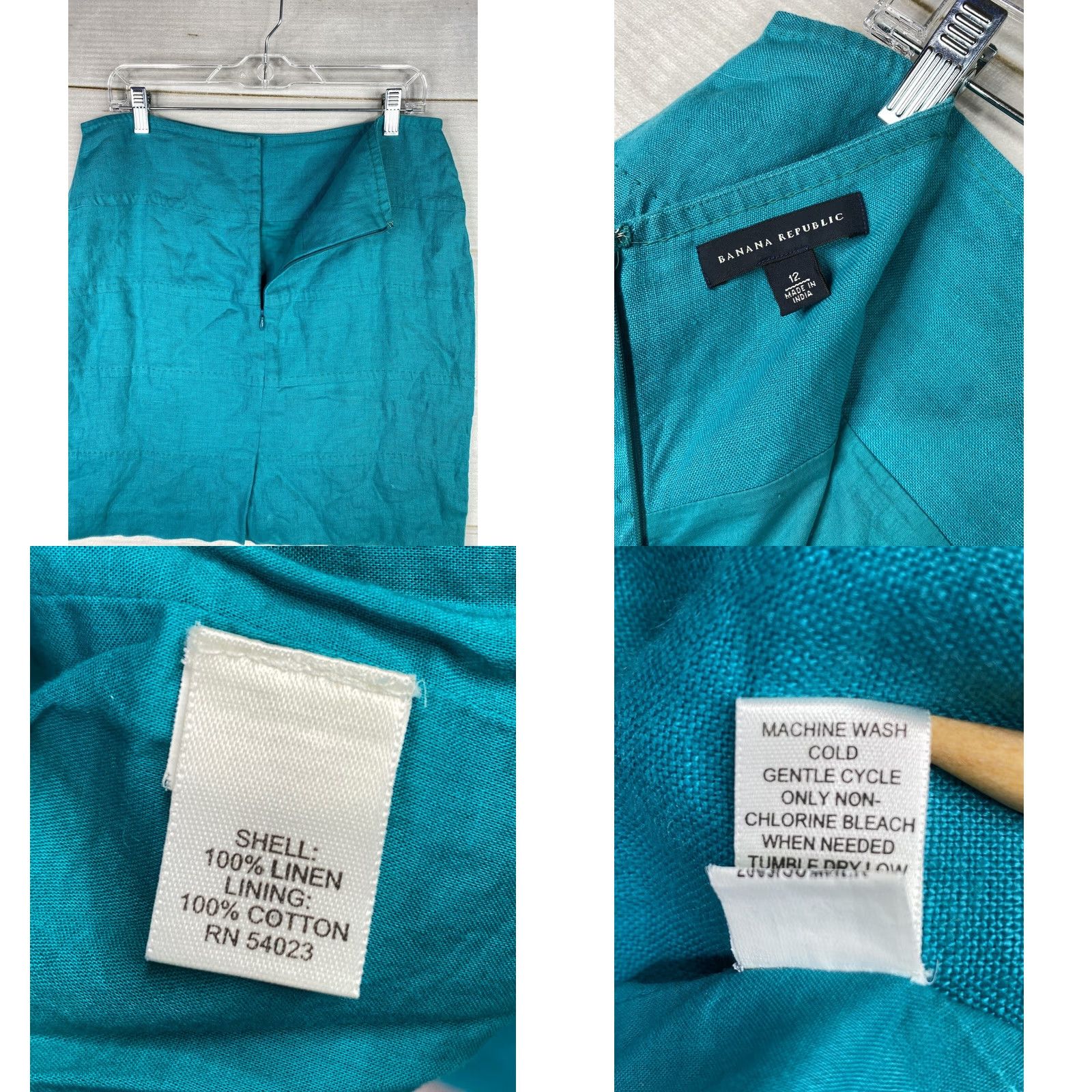 Banana Republic VINTAGE: Banana Republic Skirt Womens 12 Turquoise Green Linen Mini Lined Washable Size 34" / US 12 / IT 48 - 8 Thumbnail