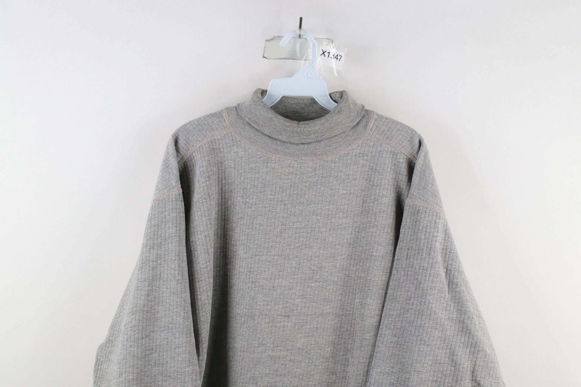 Gap Vintage 90s Gap Blank Ribbed Knit Turtleneck Sweatshirt Gray Size US M / EU 48-50 / 2 - 2 Thumbnail