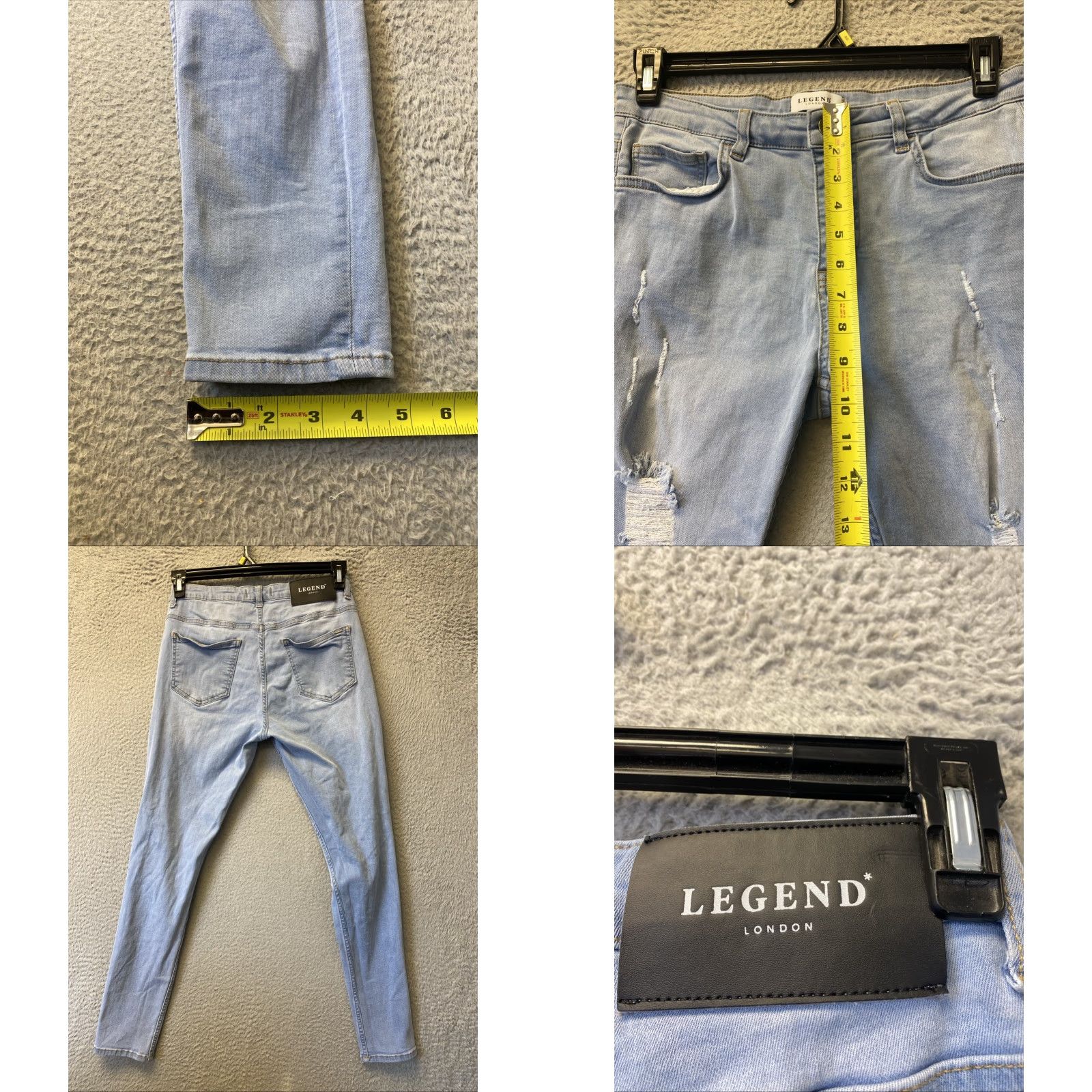 Vintage Legend London Men’s Jeans Blue 30x30 Straight Stretch Distressed Regular Mens Size US 30 / EU 46 - 8 Thumbnail