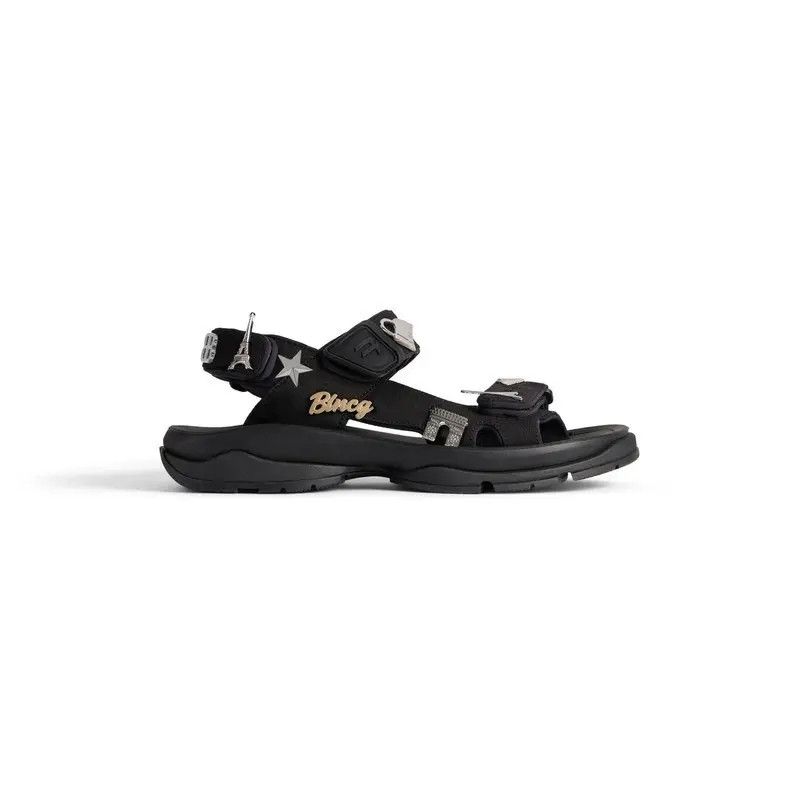 Balenciaga o1srvl11e0426 Tourist Sandals With Pins in Black Size US 9 / IT 39 - 1 Thumbnail