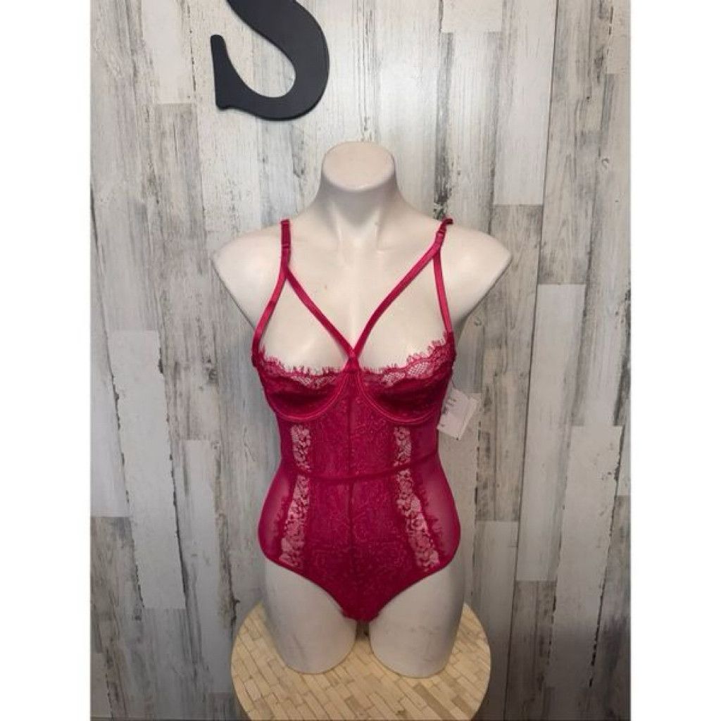 Jordan Brand Hot Pink Lace Mesh Bodysuit Teddy Lingerie Size Small Size US S / EU 44-46 / 1 - 2 Thumbnail