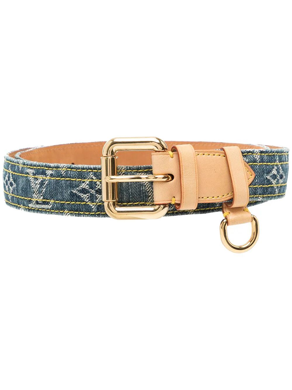 image of Vintage 2006 Louis Vuitton Monogram Denim Belt in Blue, Women's