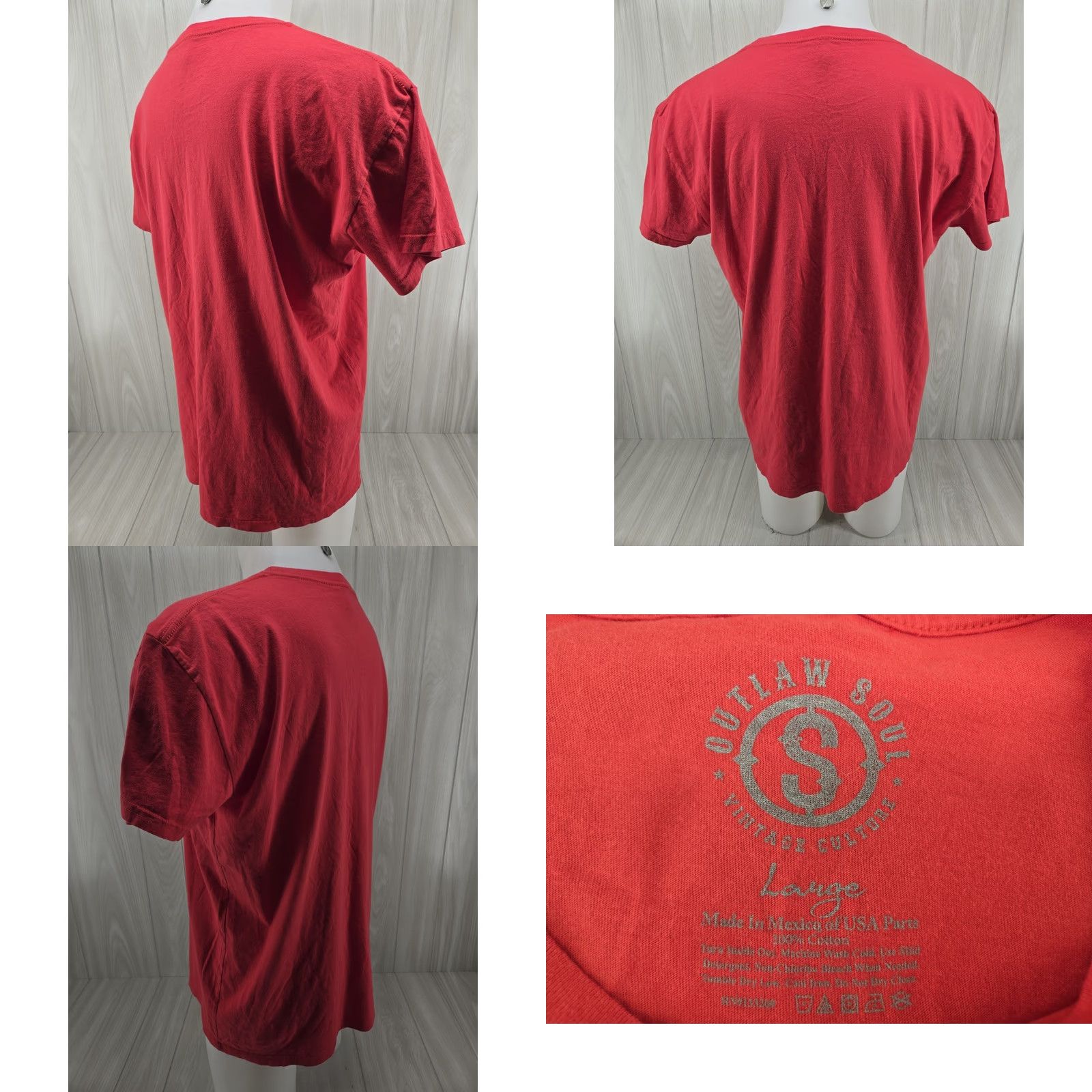 Vintage Outlaw Soul Rock that Ride Music Festival T-Shirt Red Large Mens Short Sleeve Crew Neck Graphic Print 100% Cotton Size US L / EU 52-54 / 3 - 8 Thumbnail