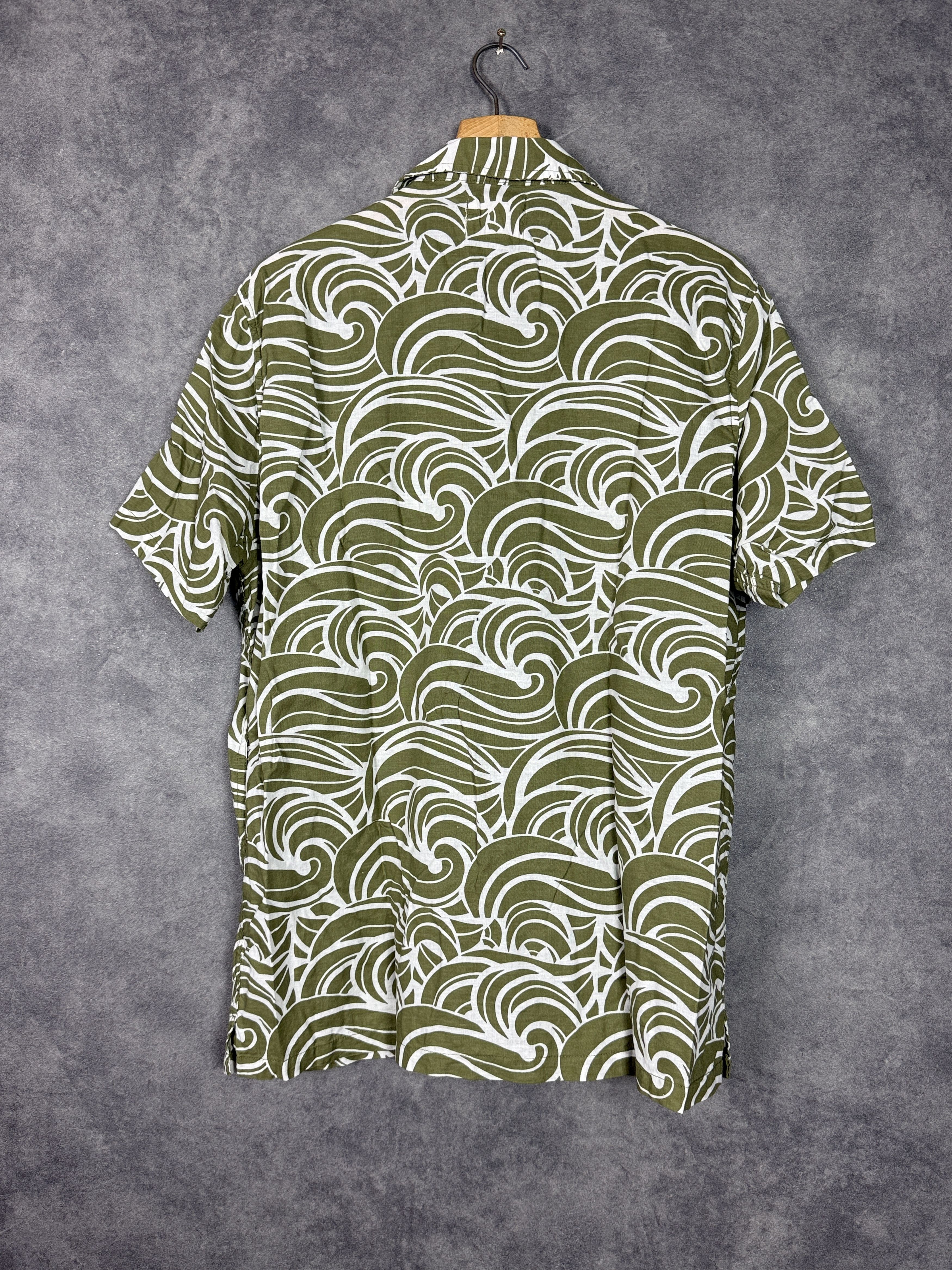 Folk Folk shirt olive white interesting all over pattern linen Size US L / EU 52-54 / 3 - 5 Thumbnail