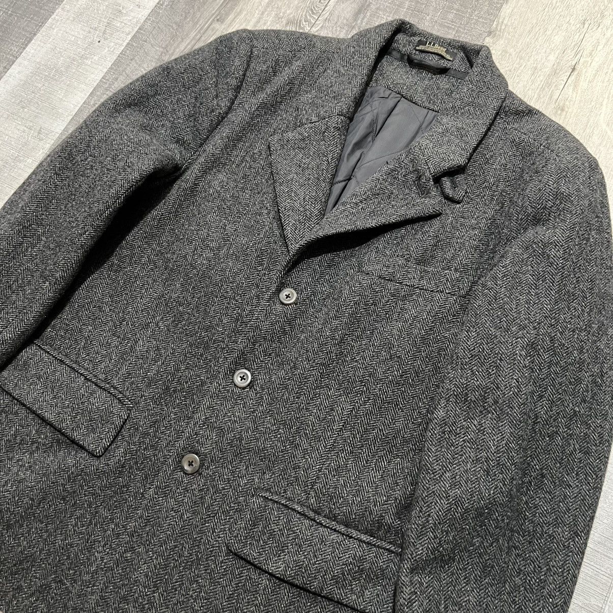 L.L. Bean LL Bean Primaloft Grey Shetland Wool Quilted Blazer Coat Size 46R - 2 Thumbnail