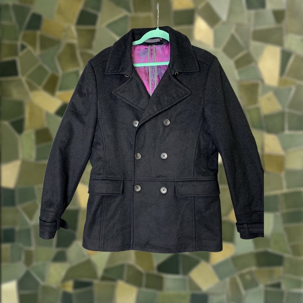 Ted Baker VINTAGE Ted Baker Double Breasted Coat Woman Sz 3 Black W/Purple Deer Lining Wool Blend Size XS / US 0-2 / IT 36-38 - 1 Thumbnail
