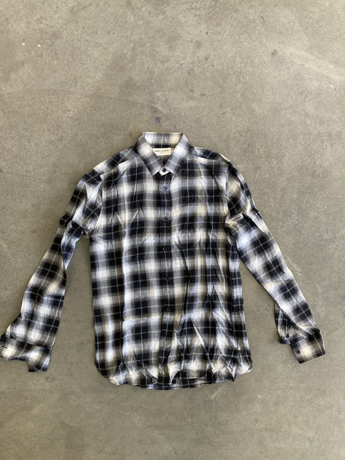 Saint Laurent Paris SS16 Black and White Flannel Surf Sound