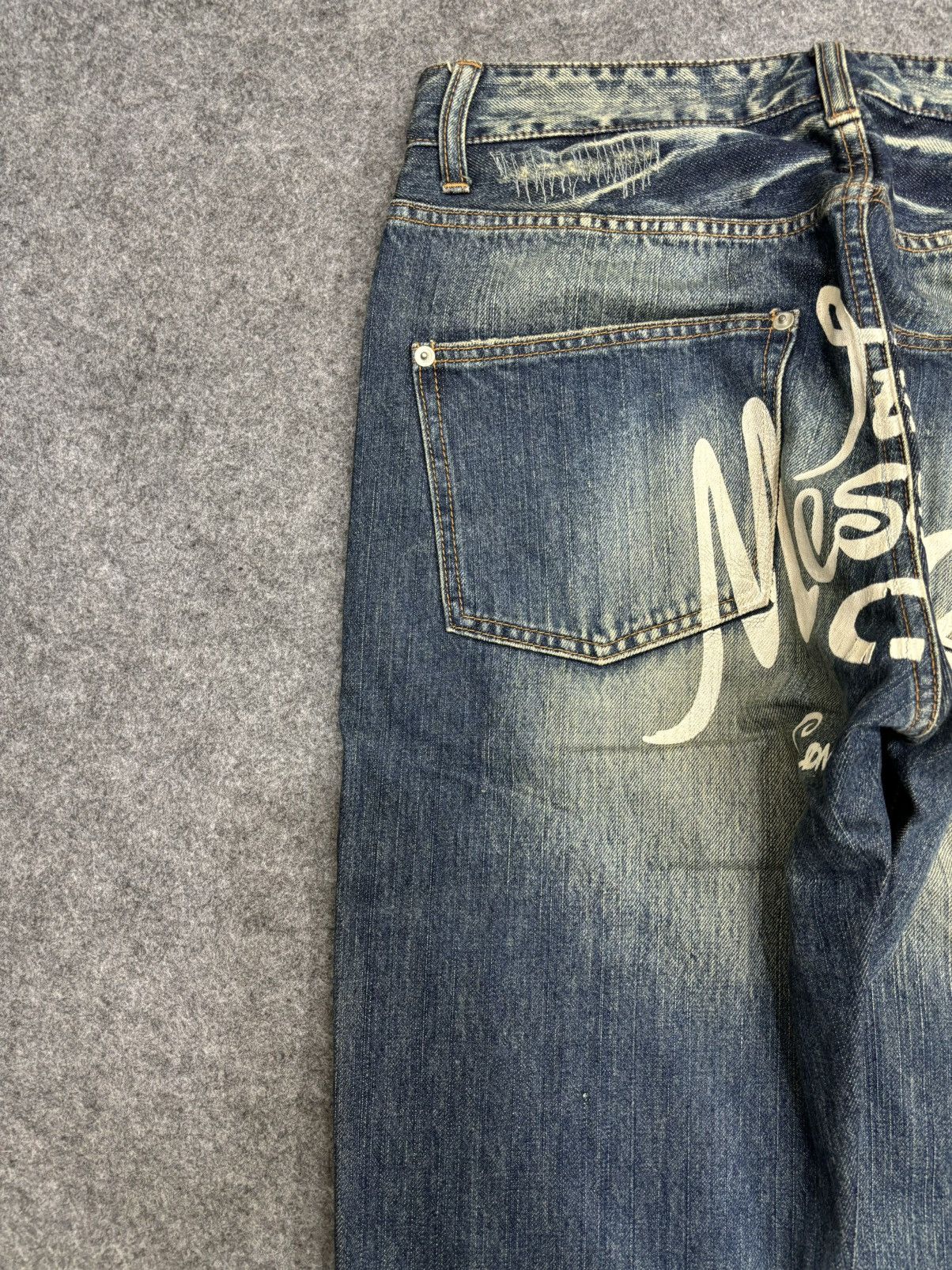 Designer 💥Denim Art💥Artisan MSG Sick Patchwork Stonewash Denim F553 Size US 31 - 15 Thumbnail