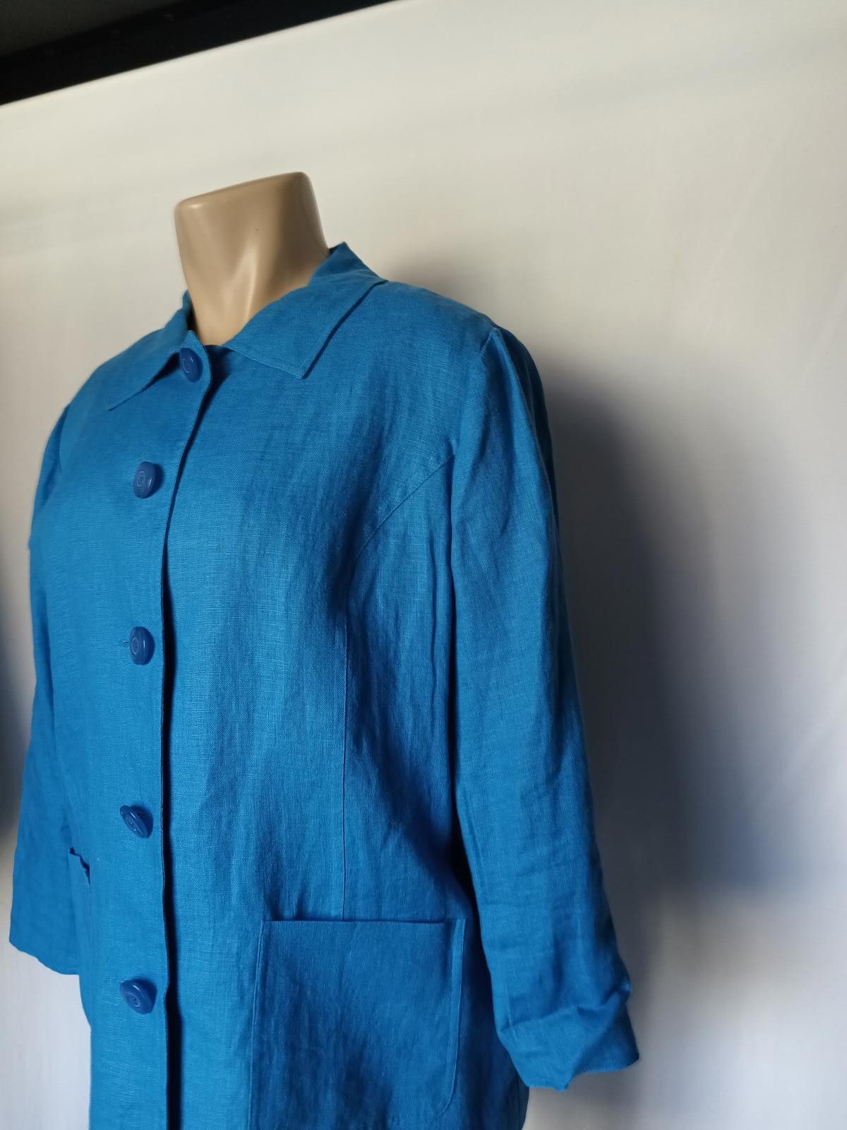 Designer JM Collection Petite Button-Up Jacket in Bright Blue Size L / US 10 / IT 46 - 3 Thumbnail