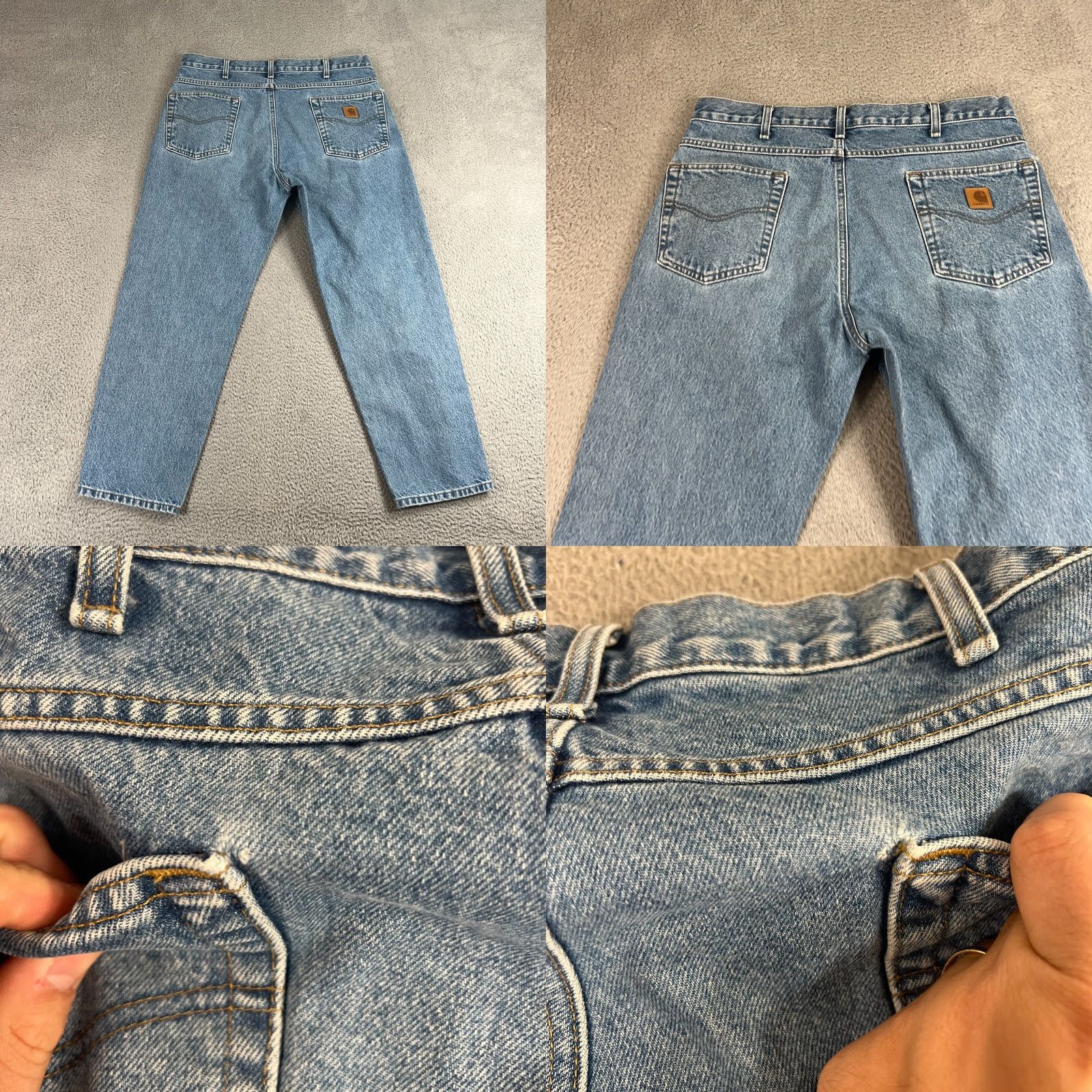 Carhartt VINTAGE Carhartt Jeans Mens 36x28 Blue Relaxed Fit Straight Denim Workwear B17-DST Size US 36 / EU 52 - 8 Thumbnail