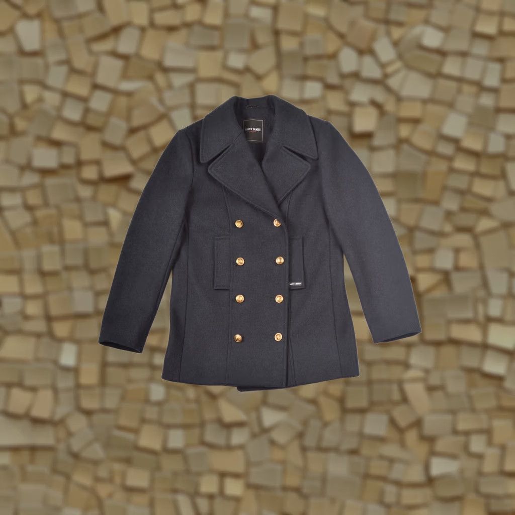 Saint James Saint James Double Breasted Dark Navy Wool Coat Anchor Buttons Coat Women XXS GB 8 100% Wool Navy Anchor Buttons 100% Wool Women Coat Size M / US 6-8 / IT 42-44 - 1 Thumbnail