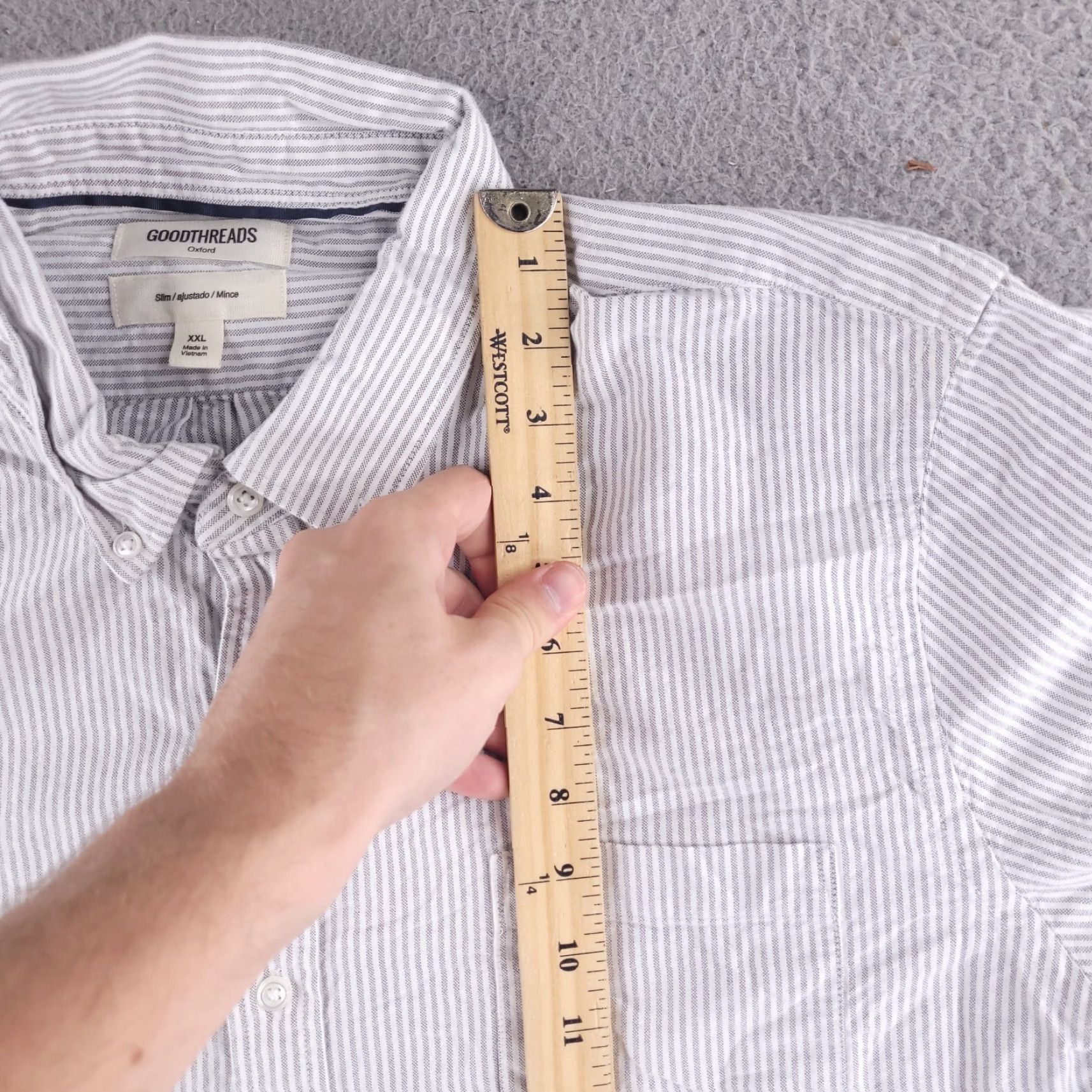 Vintage Goodthreads Shirt Men 2XL White Oxford Stripe Slim Cotton Long Sleeve Button Up Shirt Mens Slim 2XL White Striped Oxford Button-Up Size US XXL / EU 58 / 5 - 5 Thumbnail