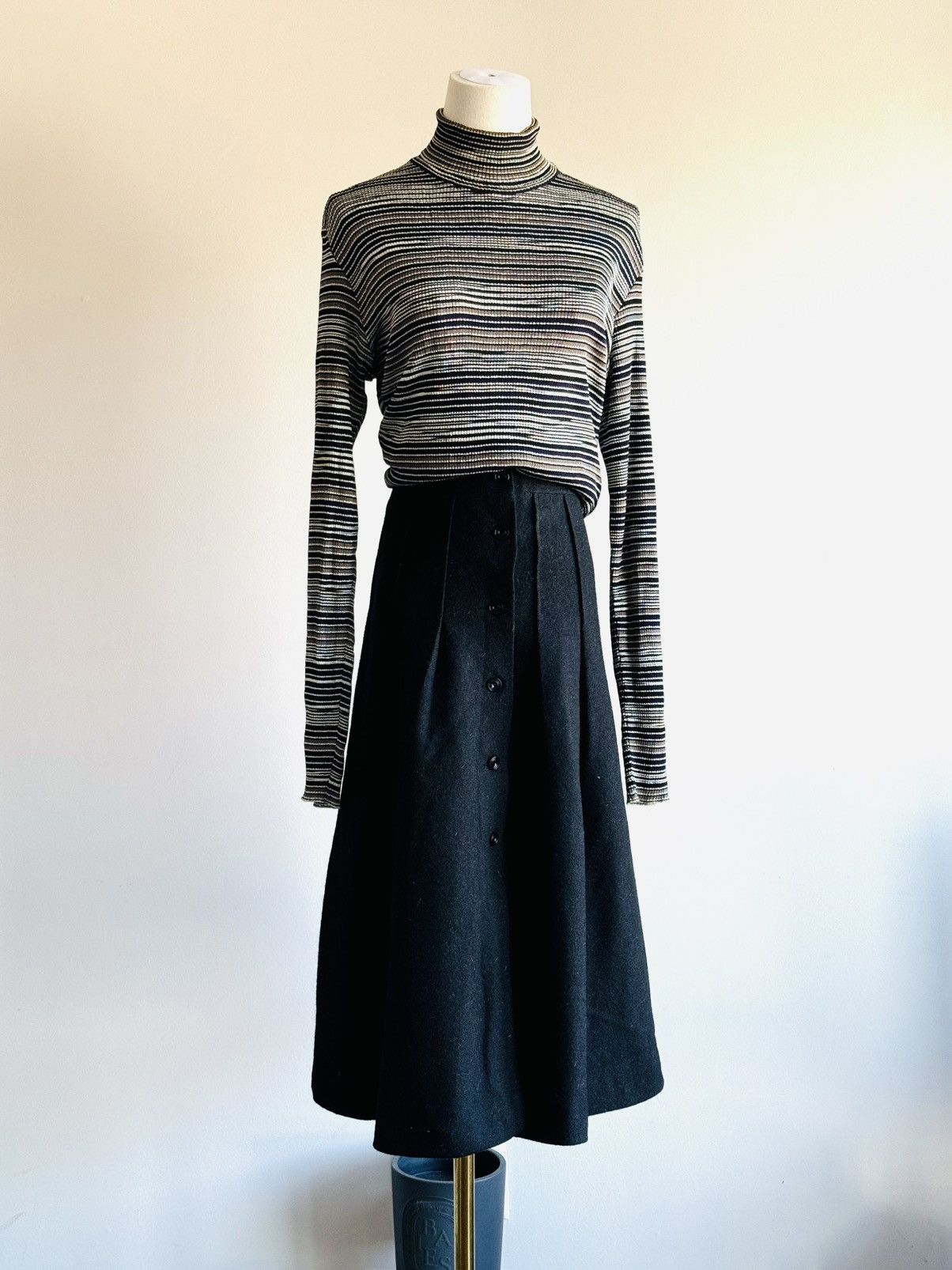 Missoni vintage Turtleneck knit LS shirt striped silver 52
