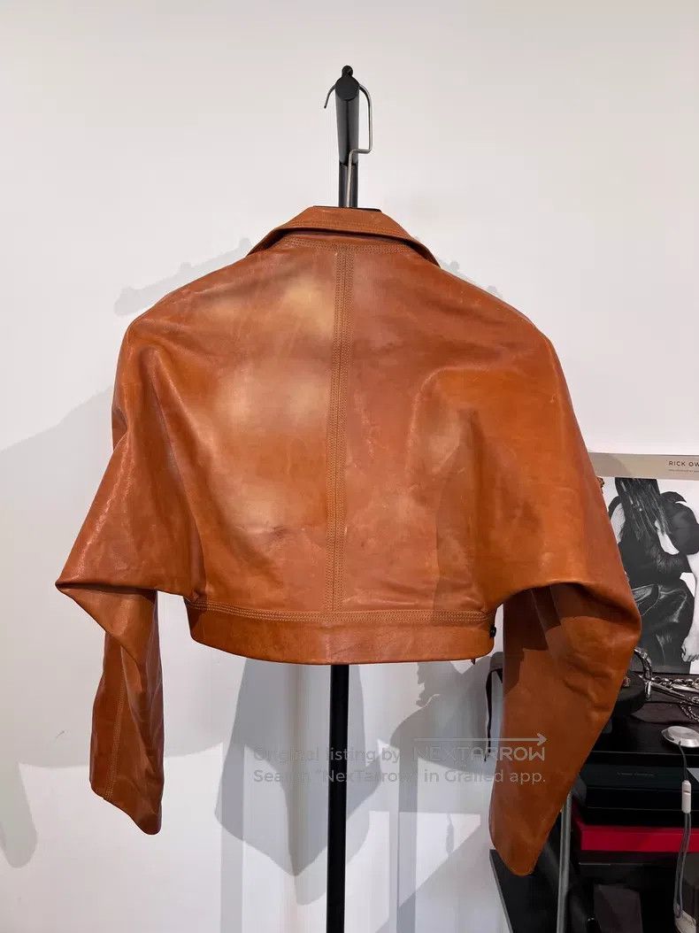 Rick Owens Rick Owens Cropped silhouette fur patchwork leather jacket Size XS / US 0-2 / IT 36-38 - 3 Thumbnail