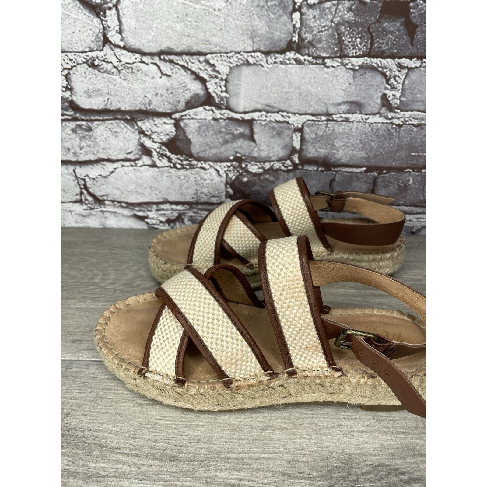Madewell Madewell Julie Beige Brown Espadrille Slingback Strap Sandal Size US 7.5 / IT 37.5 - 9 Thumbnail