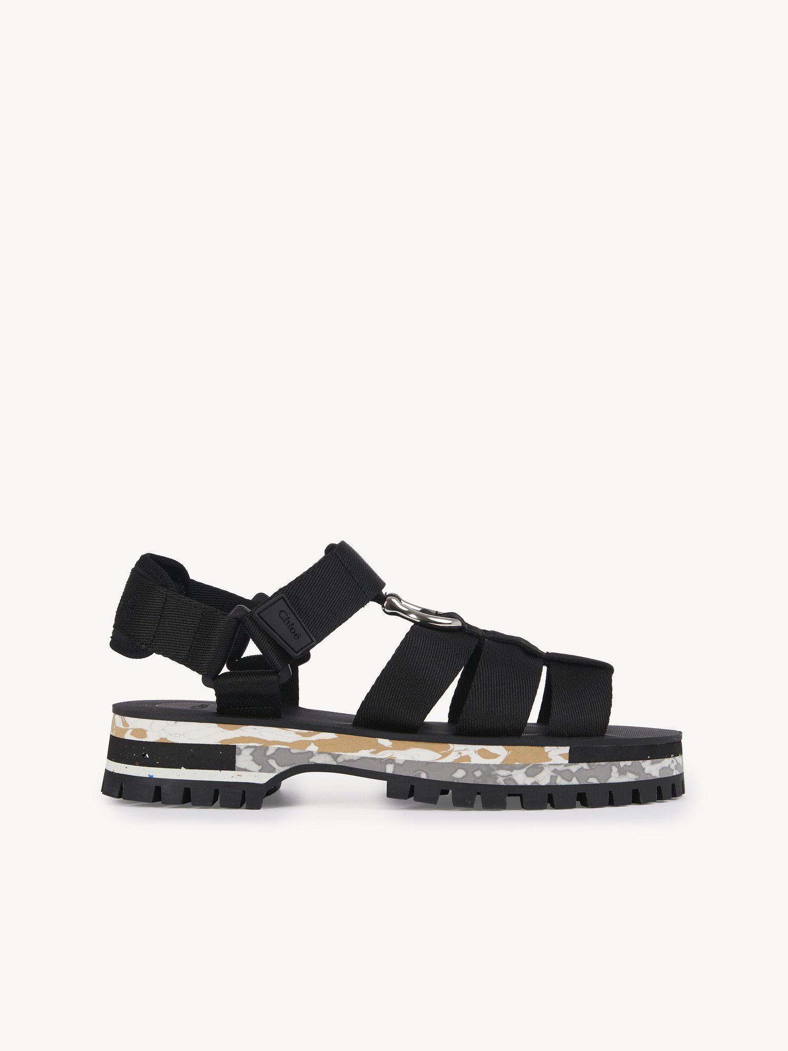 image of Chloe O1Loc1C0424 Nikie Flat Sandals In Black, Women's (Size 8)