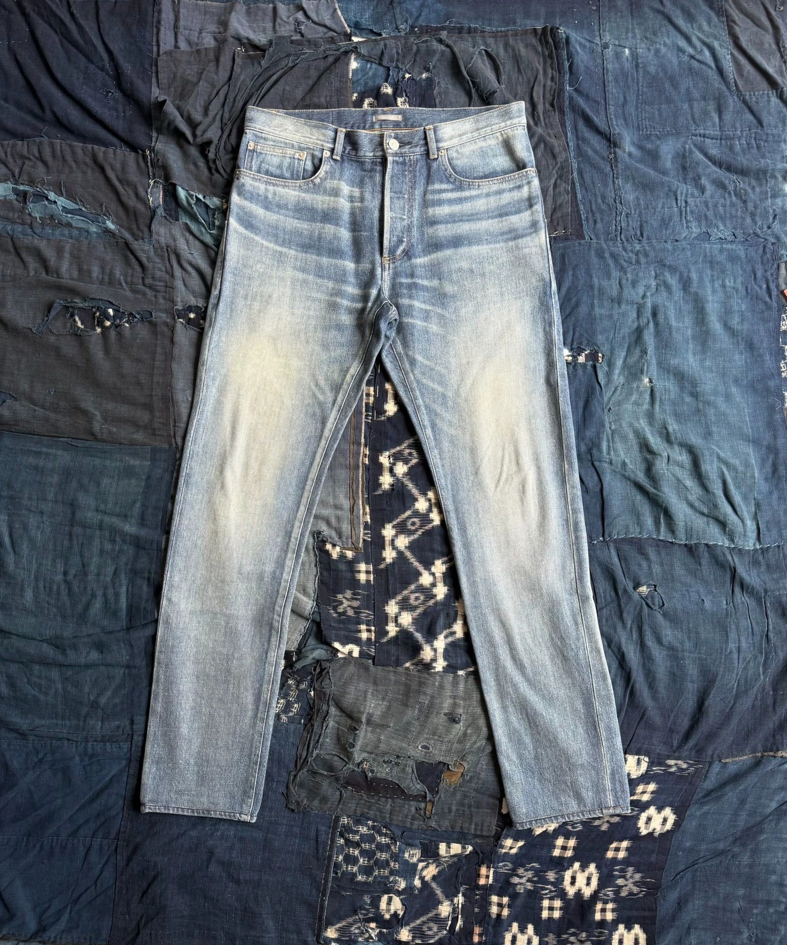 Dior DIOR Washed Distressed Straight Leg Jeans Orange 31 Size US 31 - 1 Thumbnail