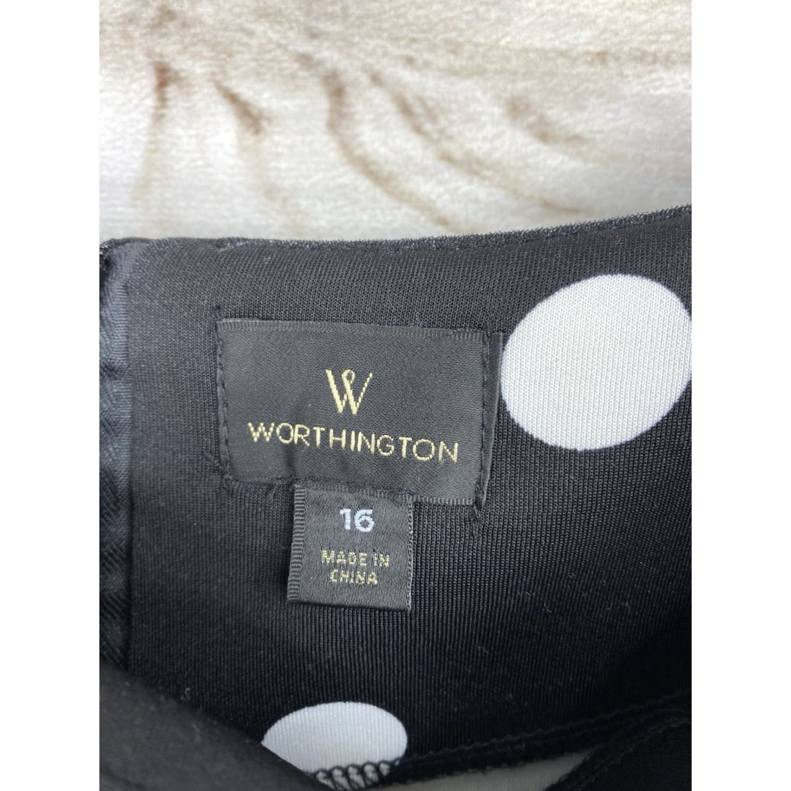 Worthington Worthington Dress Black Polka Dot Stretch 3/4 Sleeve Knee Length Career Sz 16 Size XXL / US 16-18 / IT 52-54 - 2 Thumbnail