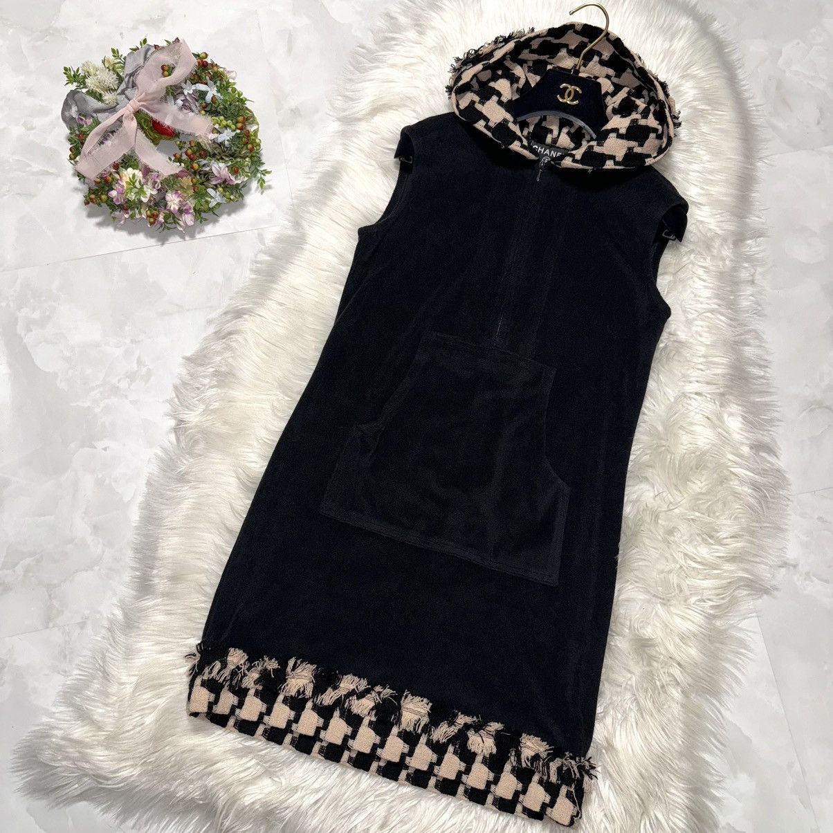 Chanel Chanel houndstooth-patterned pile fabric with hood Dress Size XS / US 0-2 / IT 36-38 - 4 Thumbnail