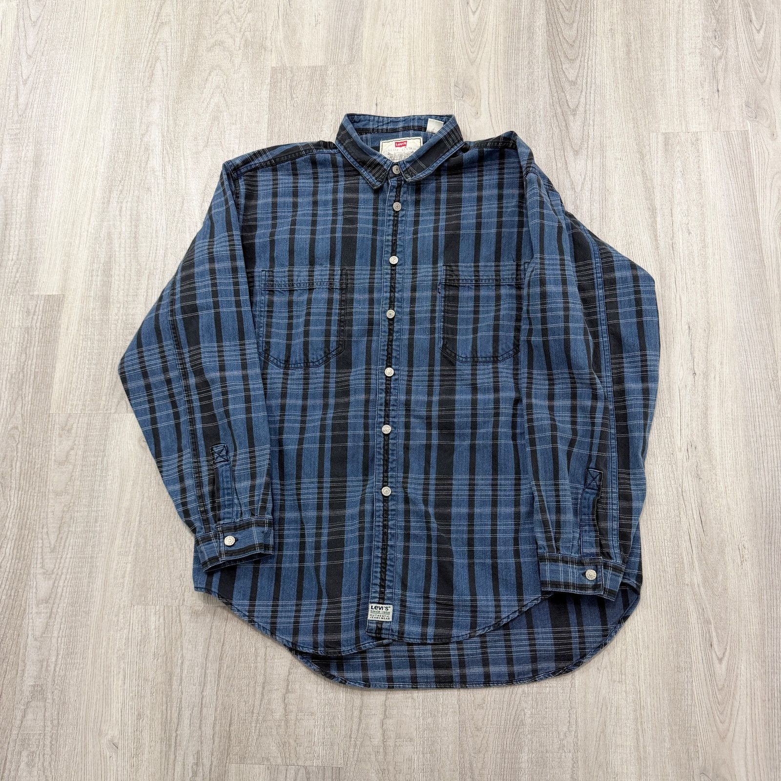 Levi's Vintage Levis Plaid Denim Button Shirt Extra Large 1996 Size US XL / EU 56 / 4 - 1 Thumbnail