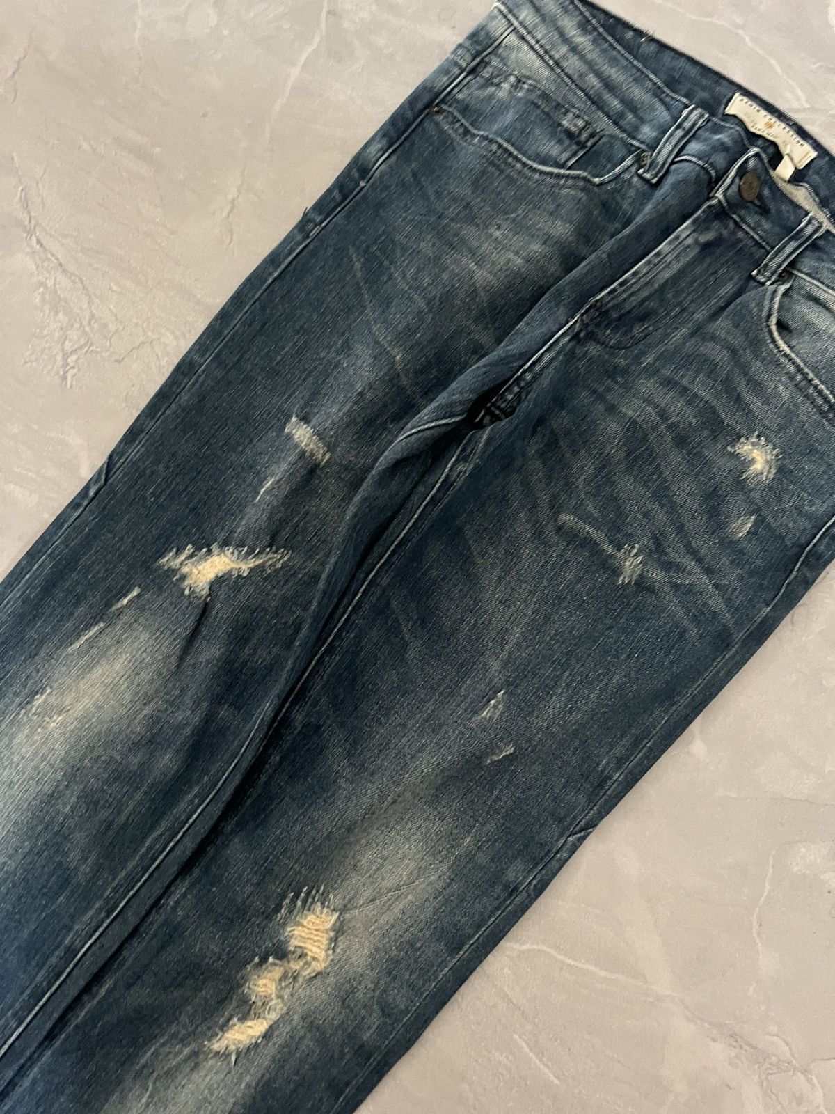 Japanese Brand Rare Y2K Archive Slim Jeans — Minimal Faded Streetwear Japan Size US 30 / EU 46 - 4 Thumbnail