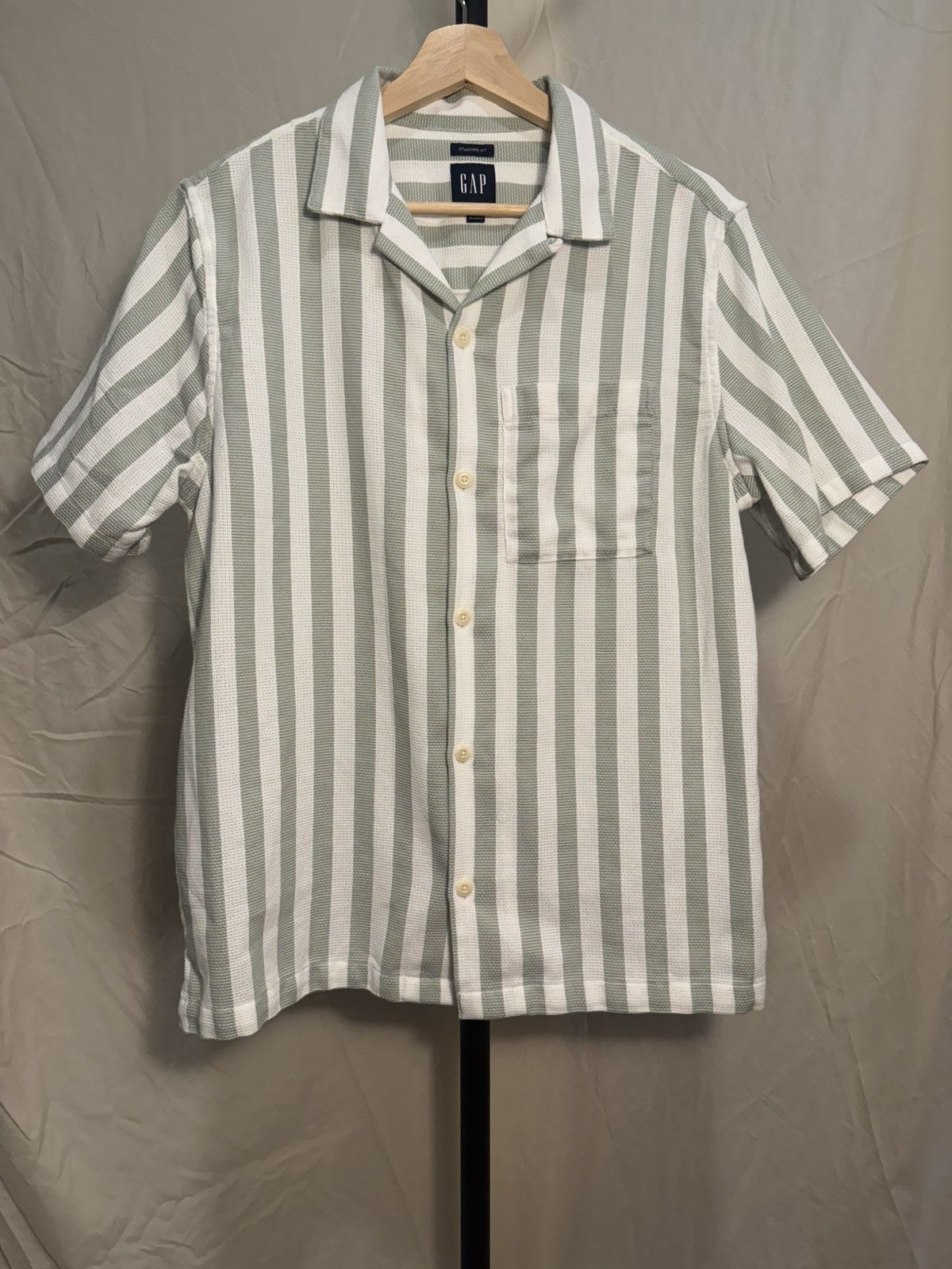 Gap Gap Green Stripe Textured Resort Shirt Size US S / EU 44-46 / 1 - 1 Thumbnail