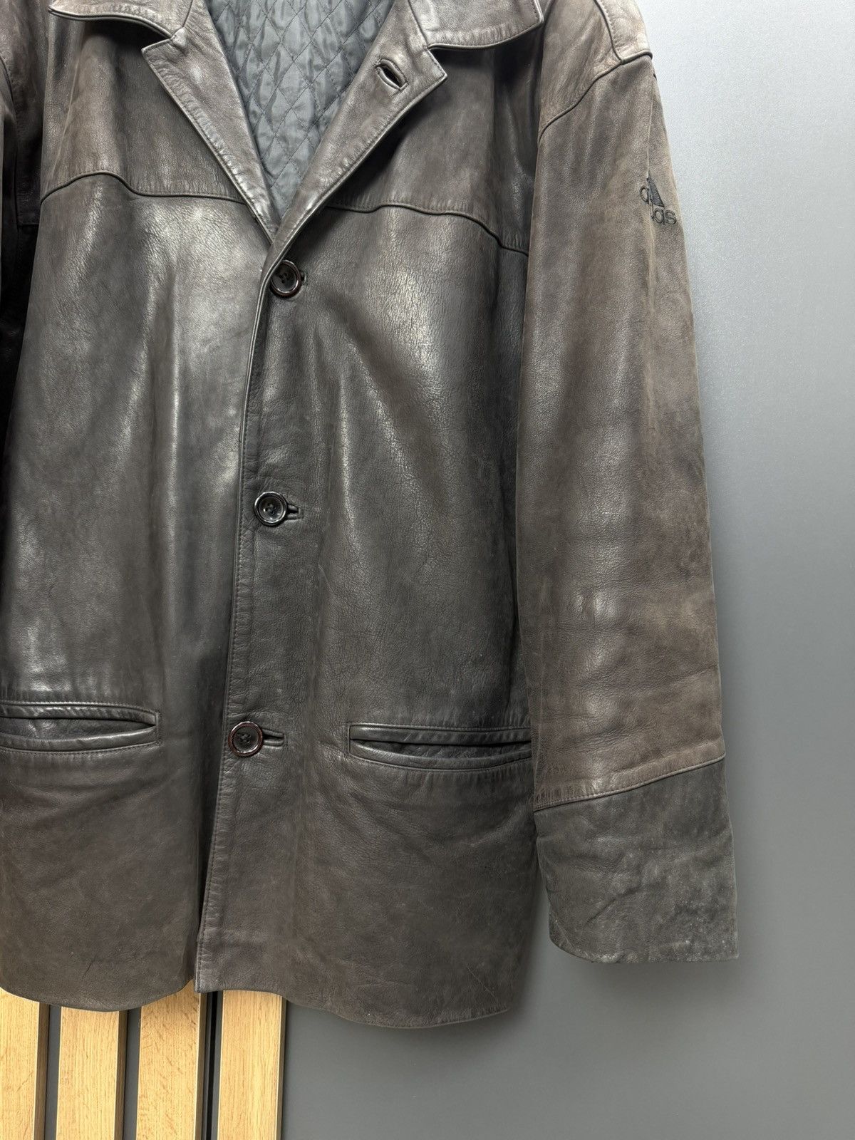 Adidas Vintage Adidas Dark Brown Leather Jacket Coat Size L Size US L / EU 52-54 / 3 - 5 Thumbnail