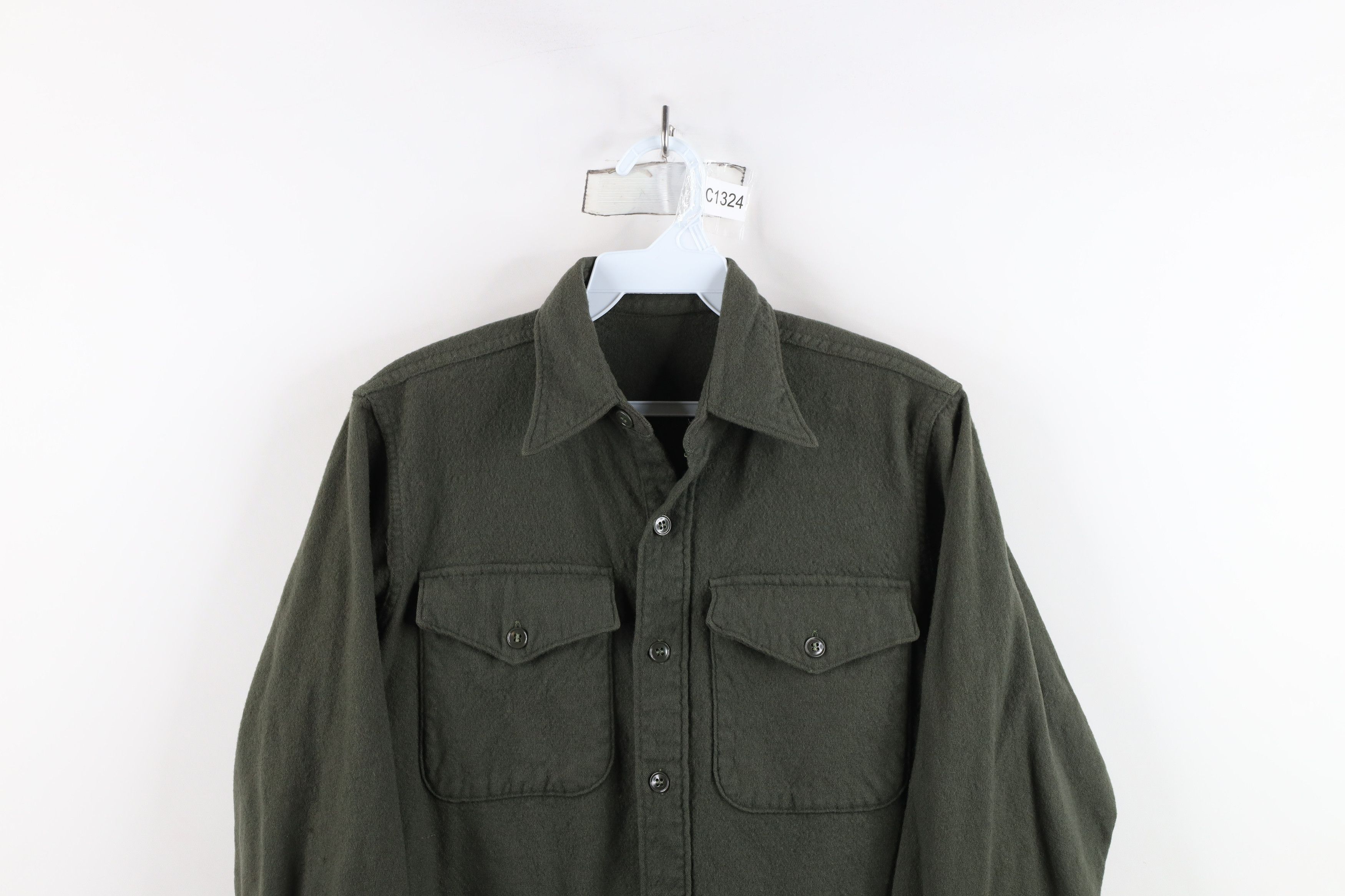 Vintage Vintage 50s 60s Military Wool Field Button Shirt Green USA Size US S / EU 44-46 / 1 - 2 Thumbnail