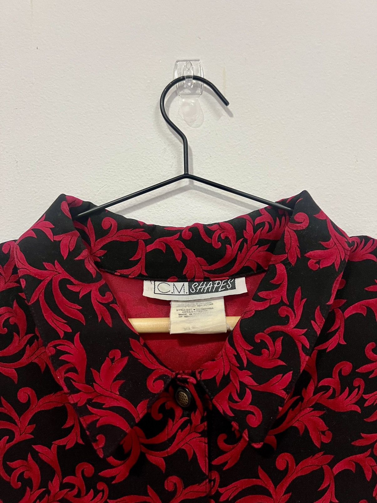 Other Vintage CM Shapes Black & Red Baroque Button-Up Shirt – 90s Size L / US 10 / IT 46 - 4 Thumbnail