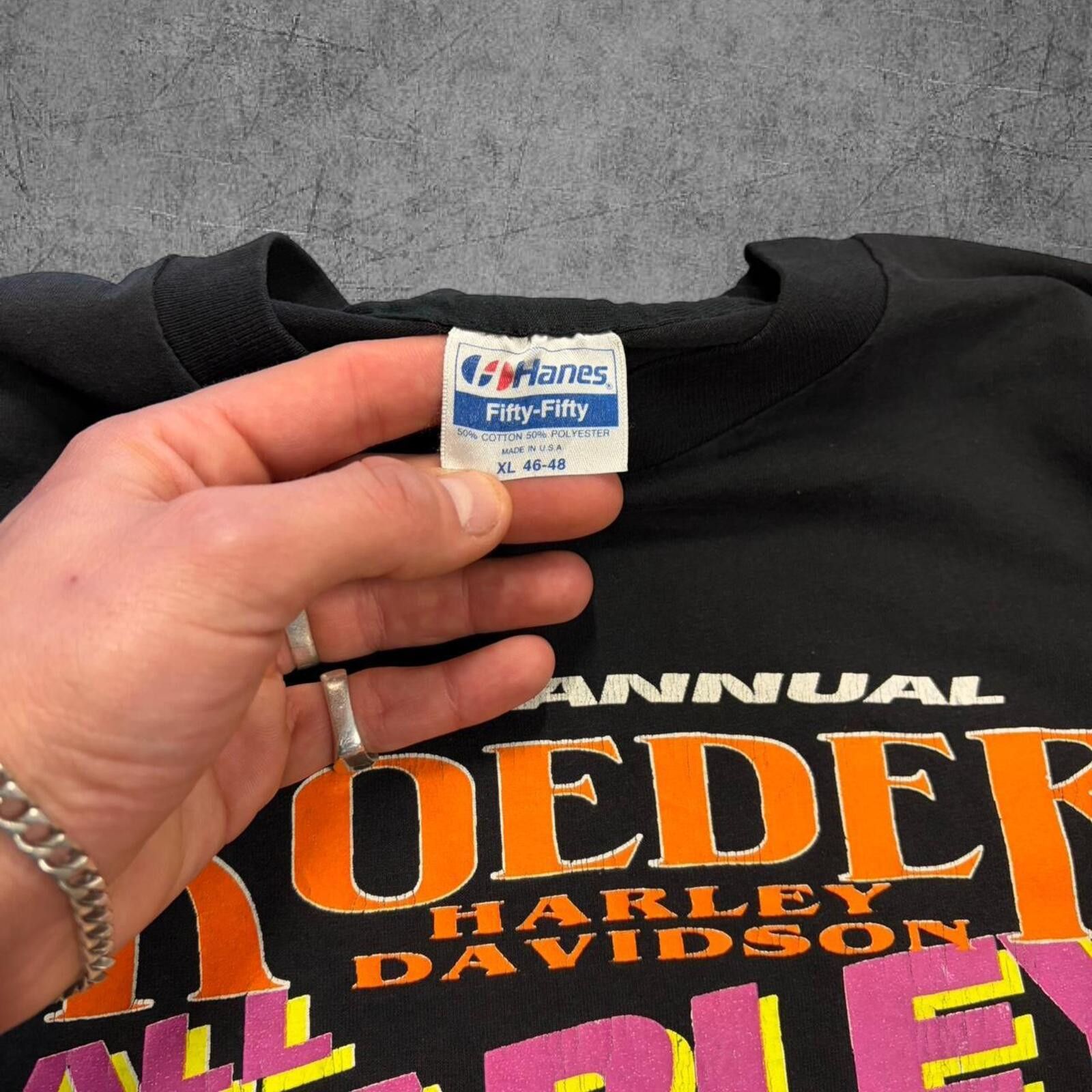 Harley Davidson Vintage 1992 Harley Davidson Roeder Raceway Tee Size US XL / EU 56 / 4 - 6 Thumbnail