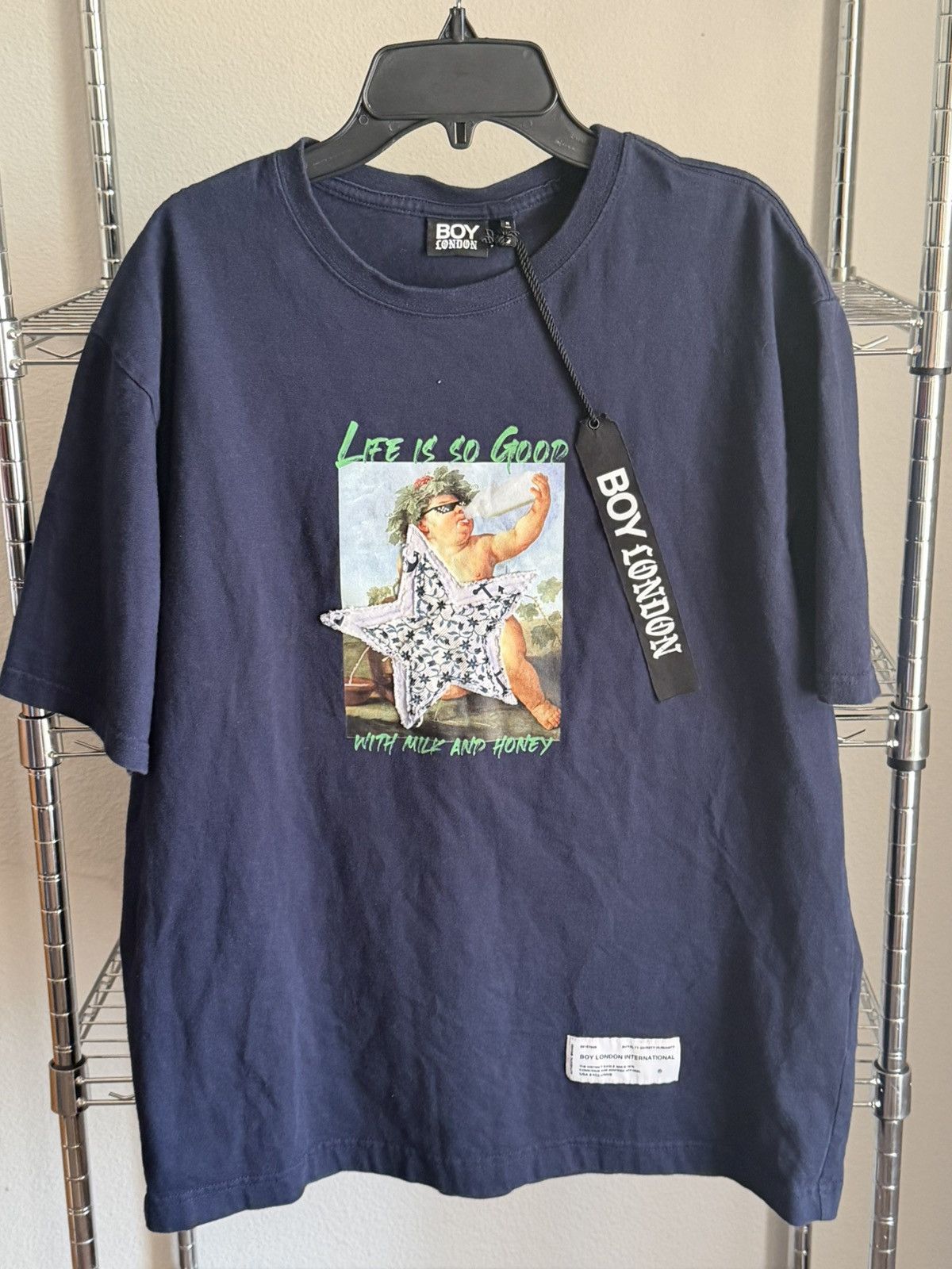 Boy London Cherub Graphic Tee Navy Streetwear Sz M in Blue, Men's