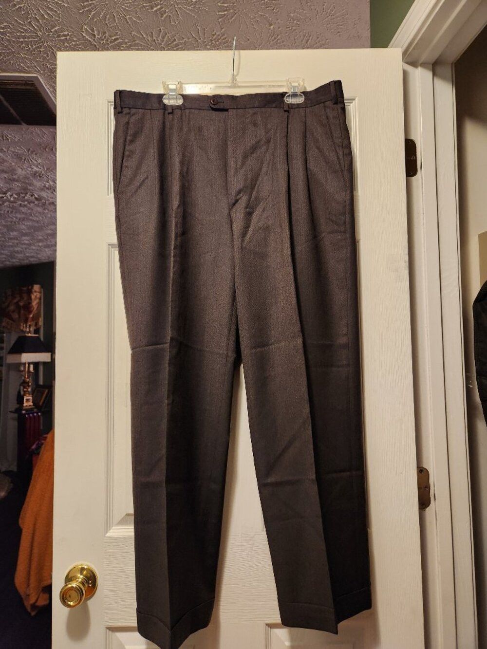 Zanella zanella men's dark brown 100%wool dress pants size: 38/30 Size 38R - 1 Thumbnail