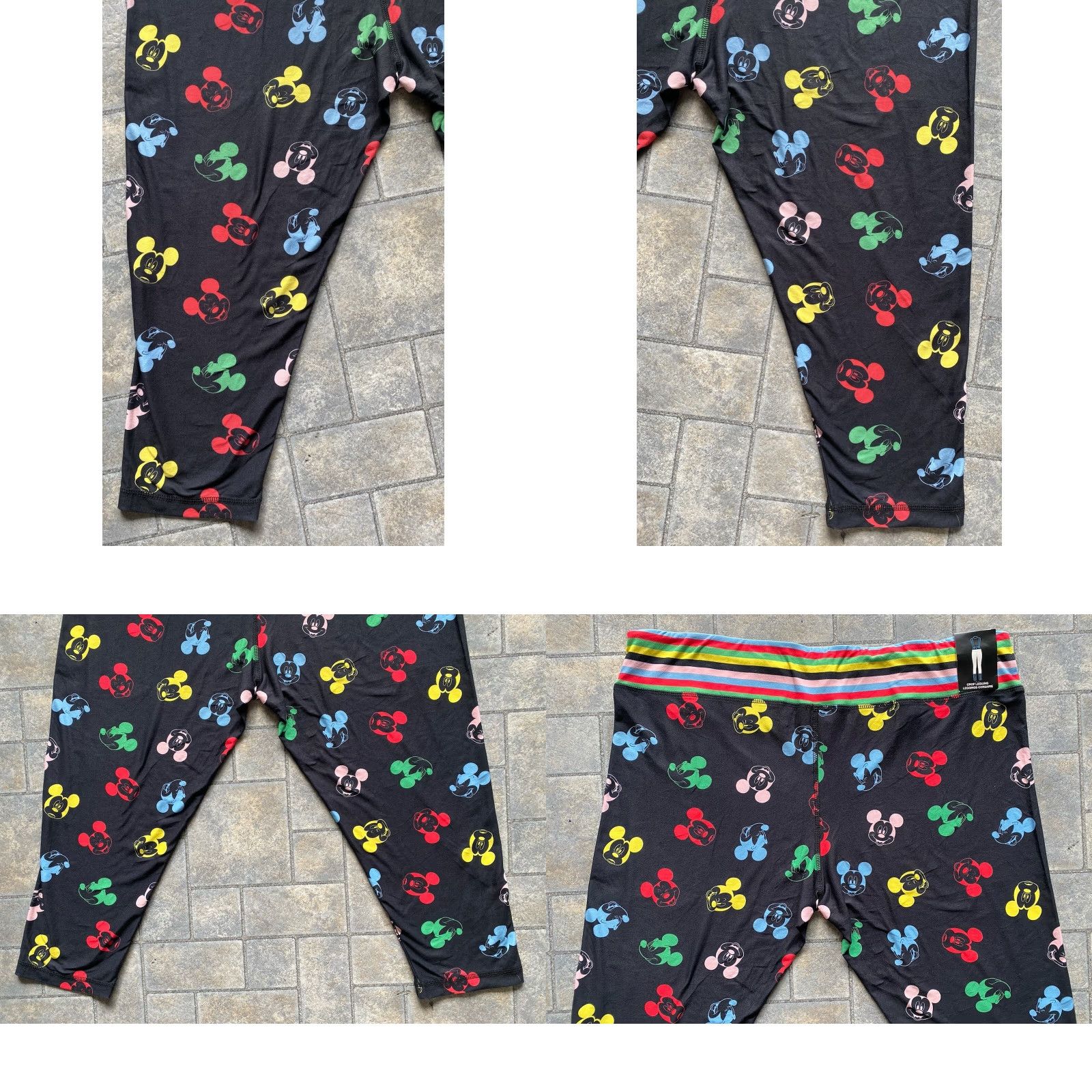 Disney Disney Mickey Mouse Leggings Women 1X Cropped Black Multicolor Size 40" / US 18 - 9 Thumbnail