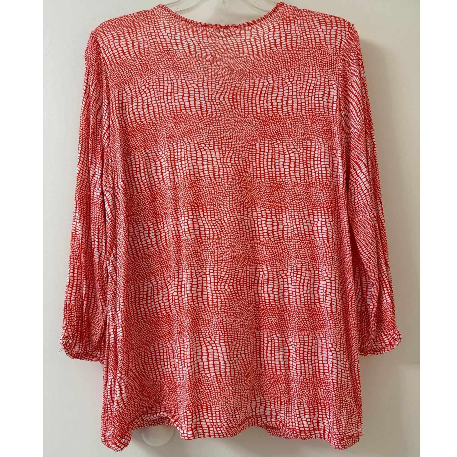Michael Kors Michael Kors, Orange &. White Top 3/4 Sleeve Gathered Hem Size XL / US 12-14 / IT 48-50 - 3 Thumbnail