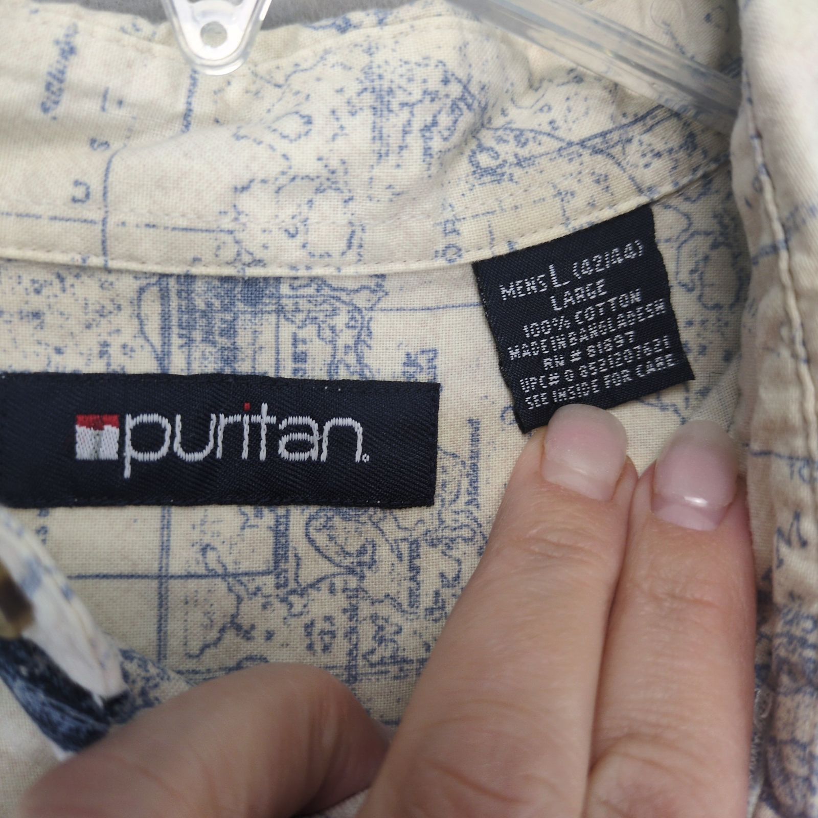 Puritan Vtg Puritan Men's L Nautical Short Sleeve Button Down Shirt Size US L / EU 52-54 / 3 - 5 Thumbnail