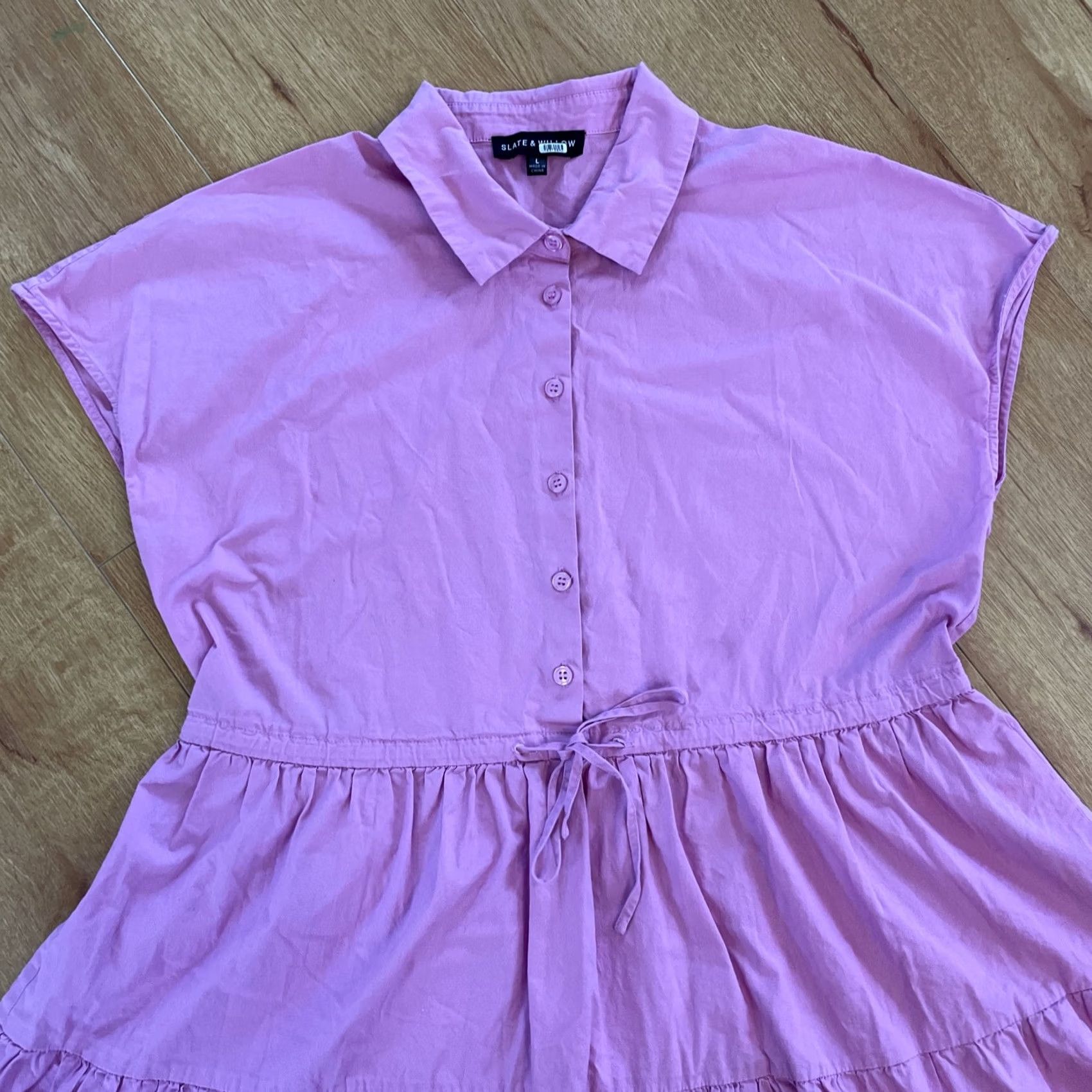 Vintage Slate & Willow Shirt Dress Endless Oversized Pink Sleeveless Button Up Drawstring L Women Size L / US 10 / IT 46 - 3 Thumbnail