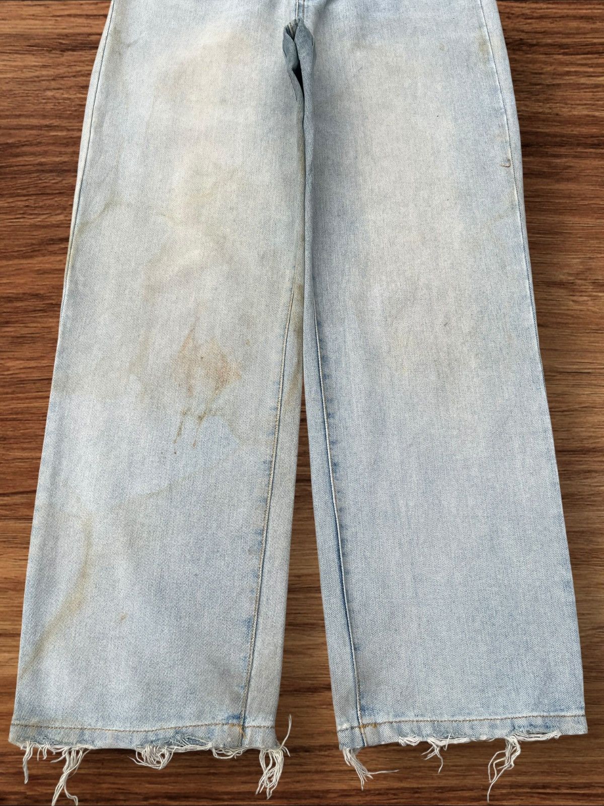 Zara Vintage Light Blue Dirty Washed Frayed Straight Leg Jeans Size 26" / US 2 / IT 38 - 5 Thumbnail