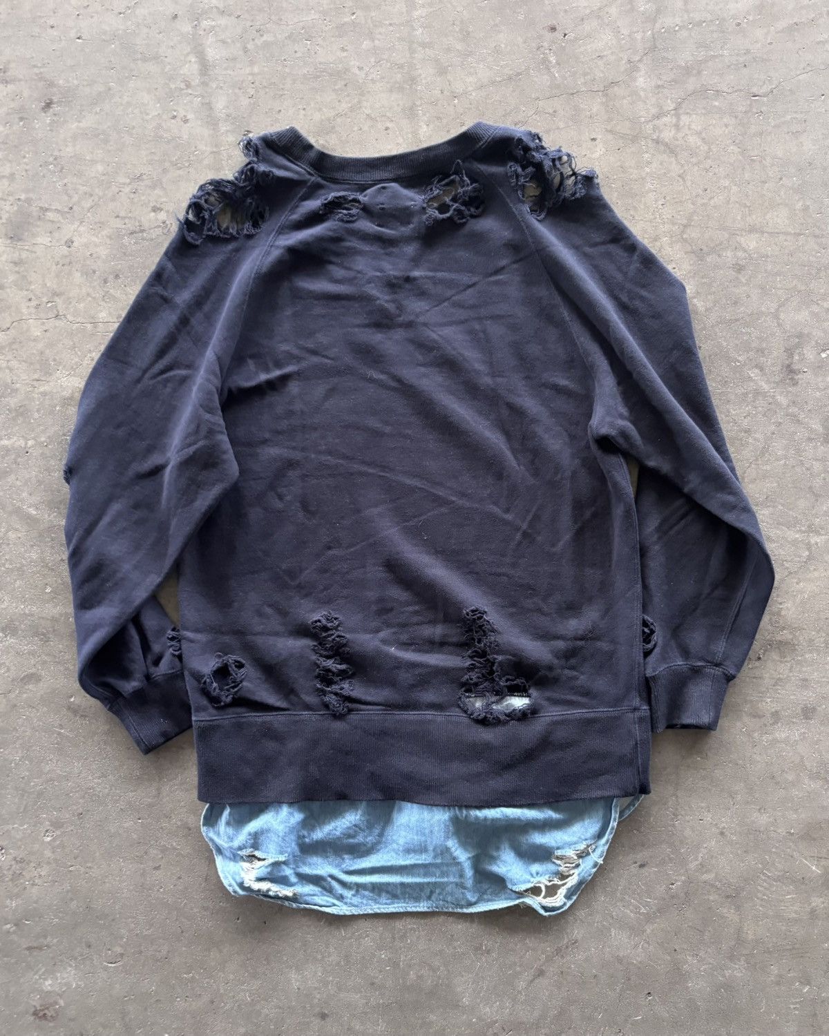 Japanese Brand × Maison MIHARA YASUHIRO Miharayusihiro Trashed Crewneck Size US L / EU 52-54 / 3 - 7 Thumbnail