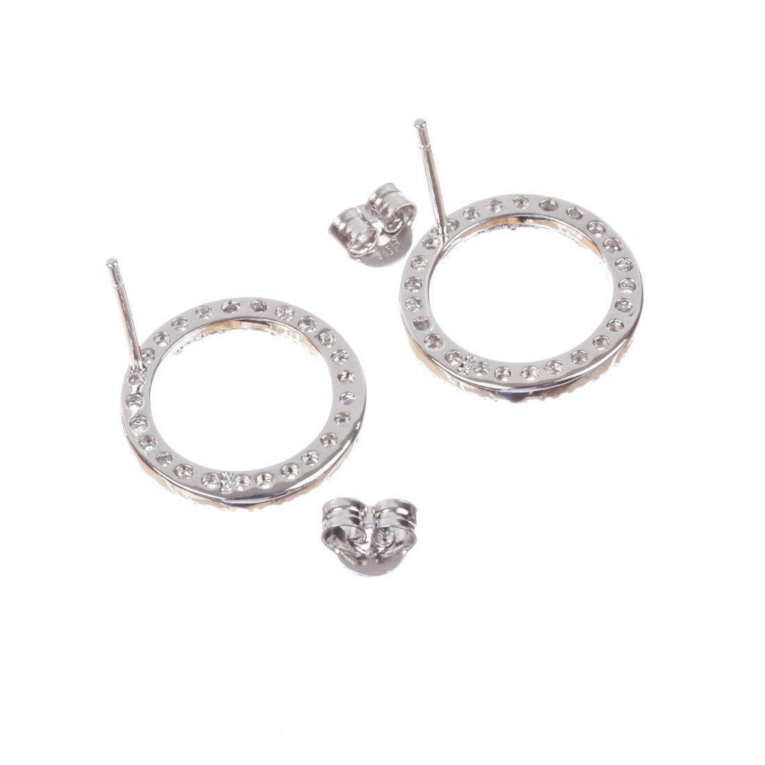 Designer Sterling Silver Circle Eternity Cubic Zirconia Earrings Size ONE SIZE - 3 Thumbnail