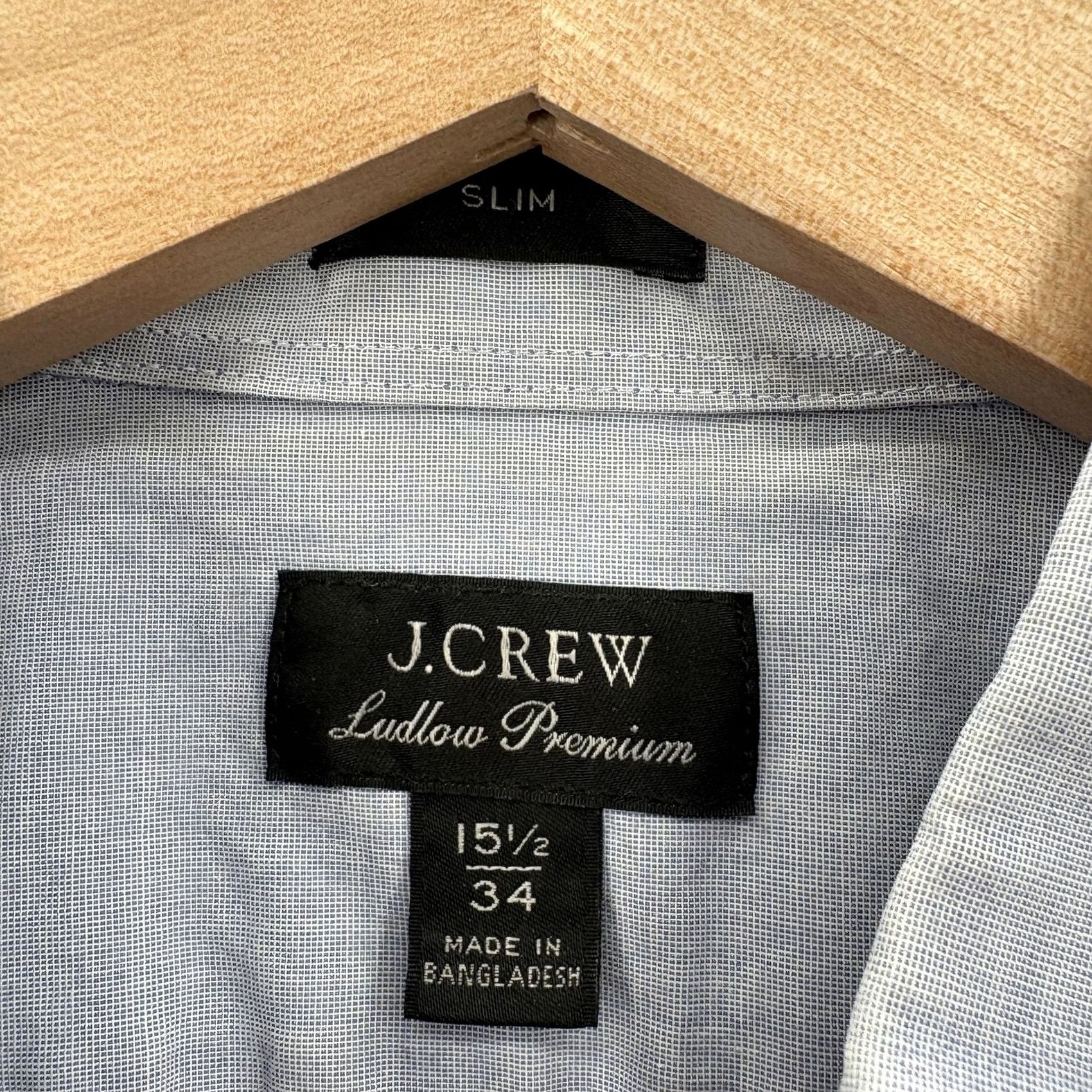 J.Crew J.CREW Ludlow Dress Shirt Mens 15.5 34/35 Blue Slim Check Cotton Shirt Size 42R - 4 Thumbnail