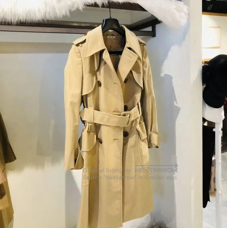 Miu Miu Miu Miu Khaki Cotton Women's Trench Coat . Size M / US 6-8 / IT 42-44 - 2 Thumbnail