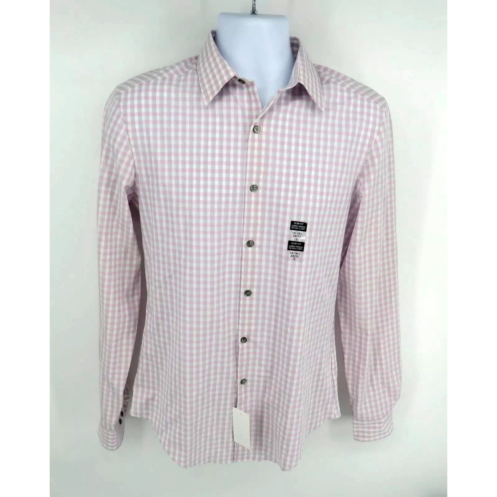 Van Heusen Van Heusen Mens Small Pink Gingham Check Button-Up Shirt NWT Size US S / EU 44-46 / 1 - 1 Thumbnail
