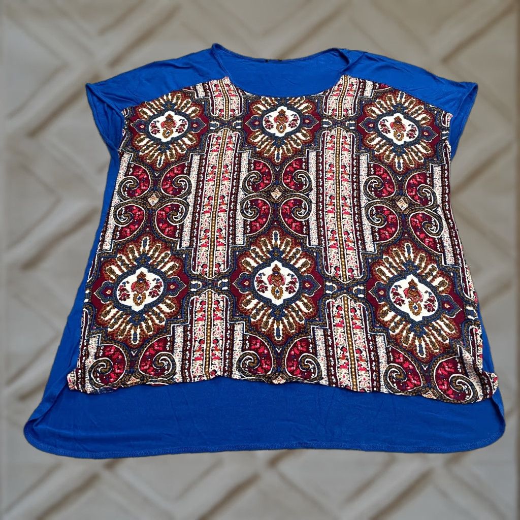 Vintage Unbranded Aztec Geometric Sleeveless Blue Knit Blouse Women's L Top Casual Shirt Cap Sleeve Modern Bohemian Skin Size L / US 10 / IT 46 - 1 Thumbnail