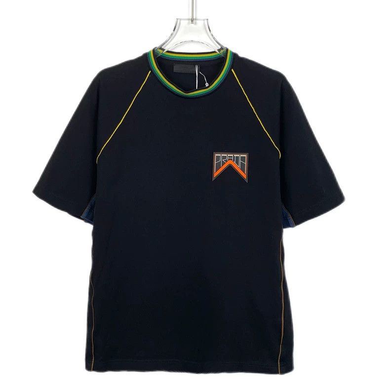 Prada Black logo badge cotton round-neck short-sleeved T-sh