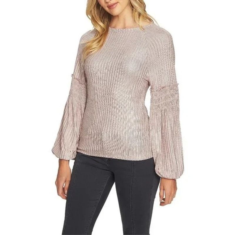 Other Nordstrom 1.STATE Smocked Sleeve Metallic Ribbed Top Blouse Size XS / US 0-2 / IT 36-38 - 1 Thumbnail