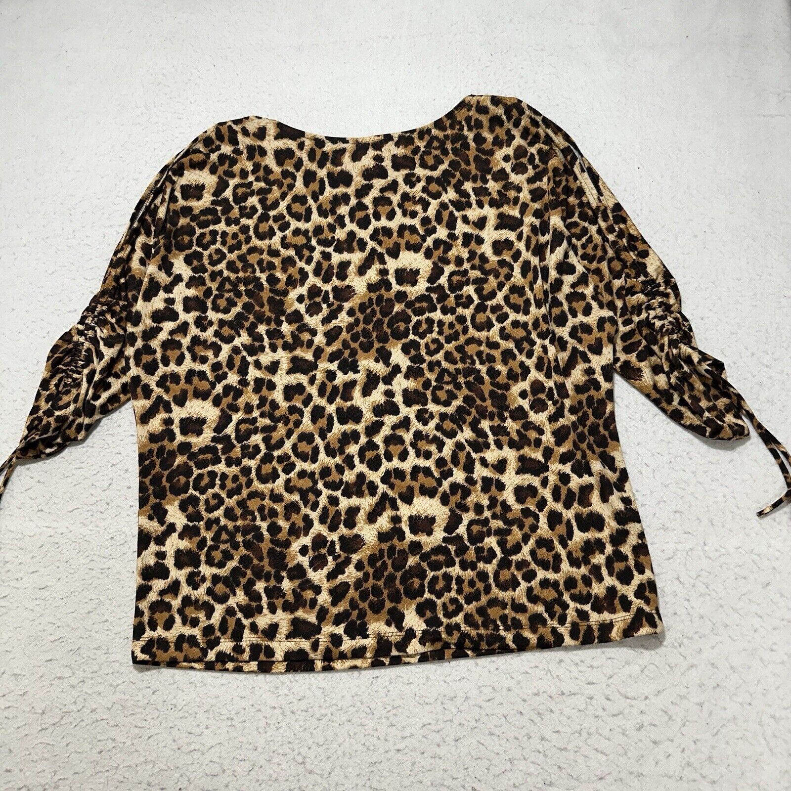 Chicos Chicos Large Brown Leopard Print Exposed Shoulder Blouse Size L / US 10 / IT 46 - 9 Thumbnail